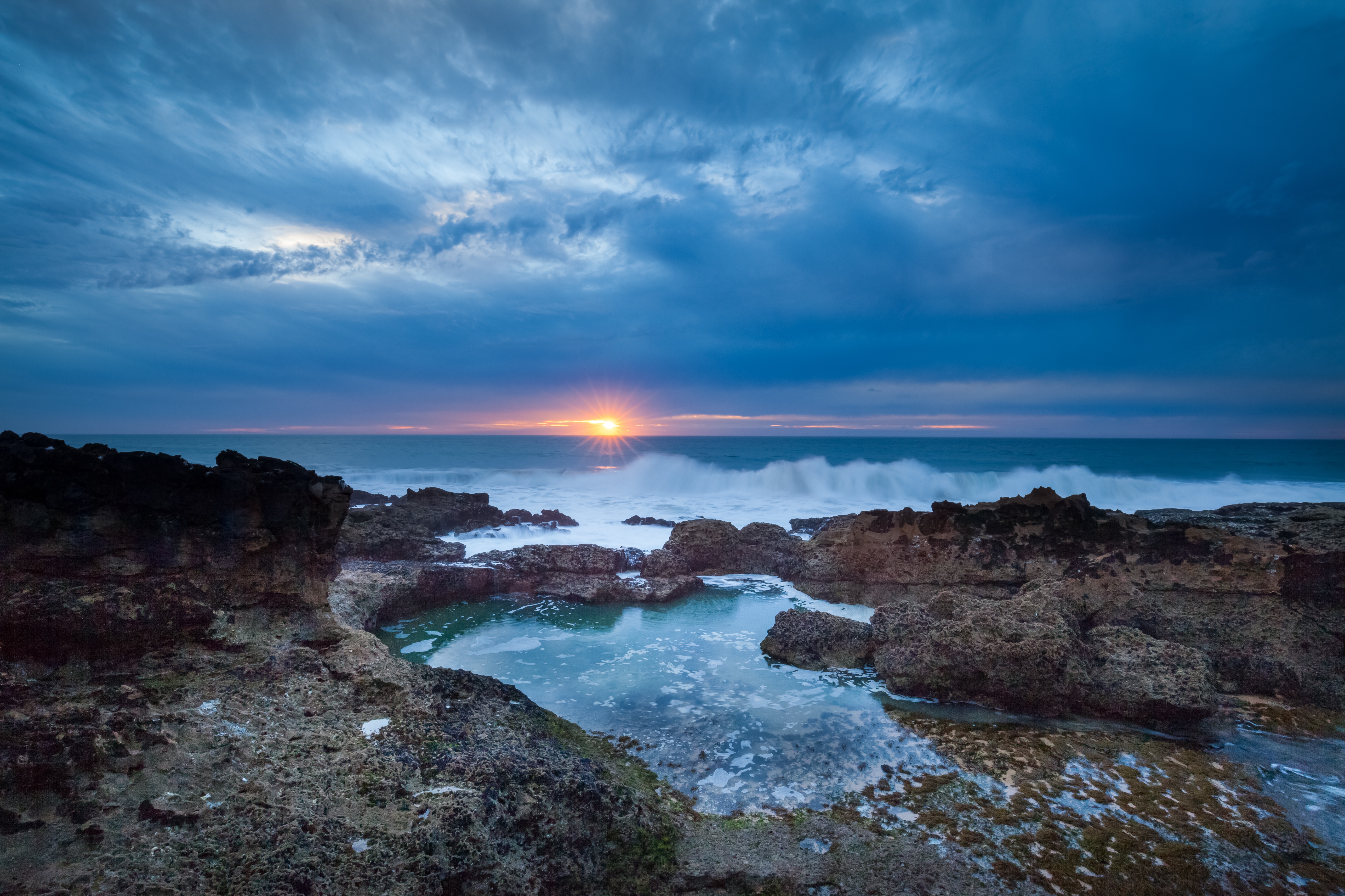 Cloudy Coastline Ocean Horizon Wallpapers