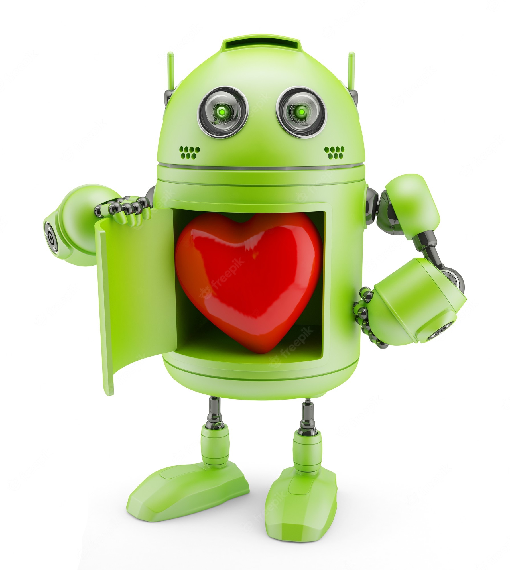 Robot Toy And Hearts With Lights Wallpapers