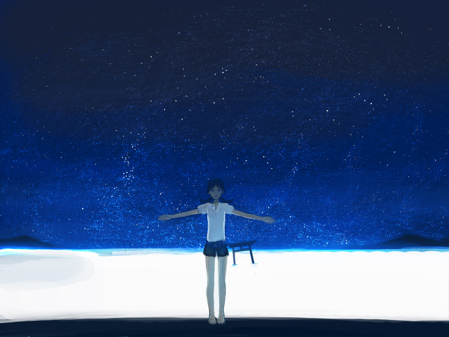Anime Girl Standing Alone In Snow Wallpapers