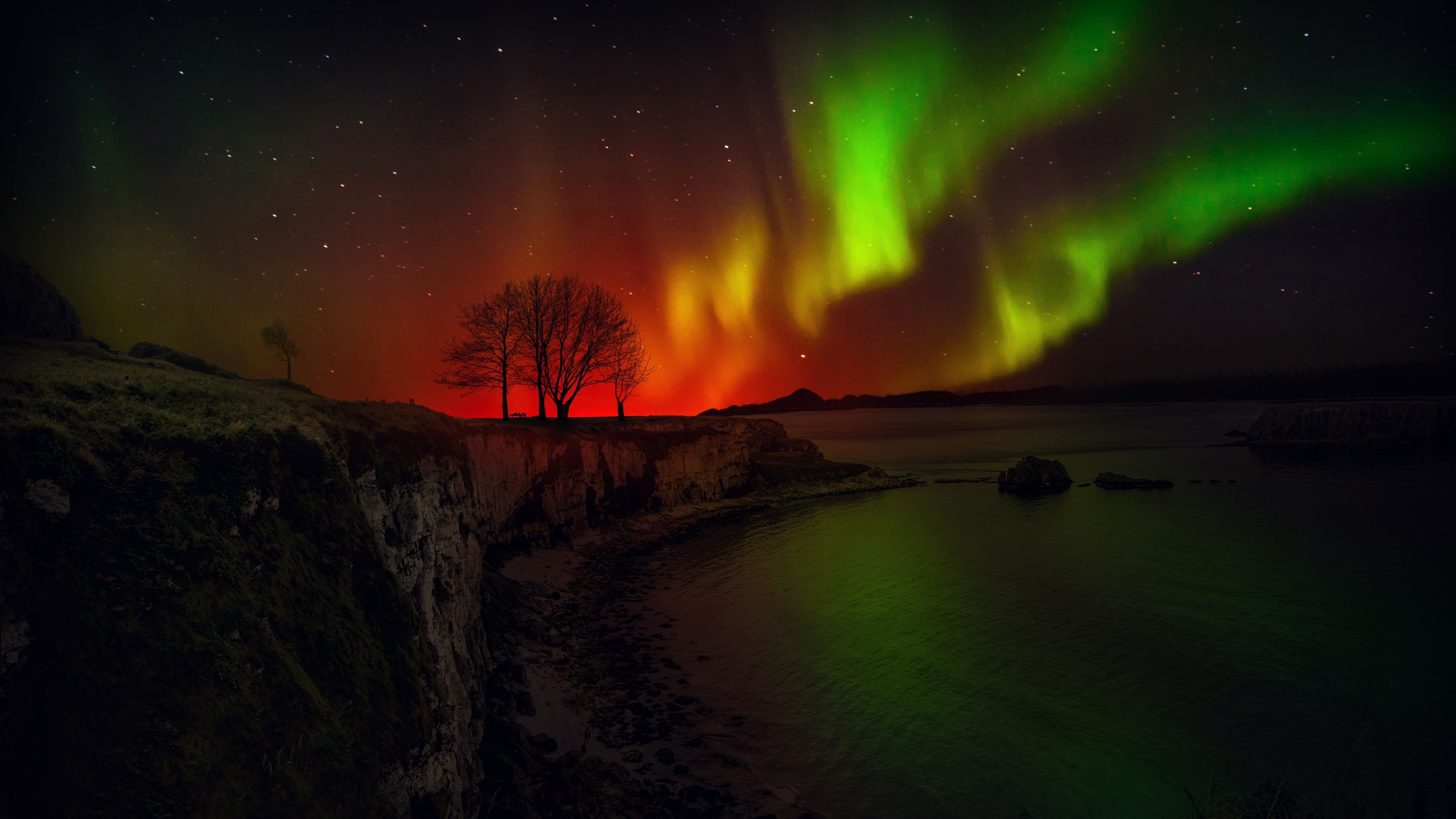 Autumn Magic Night Aurora 4K Wallpapers