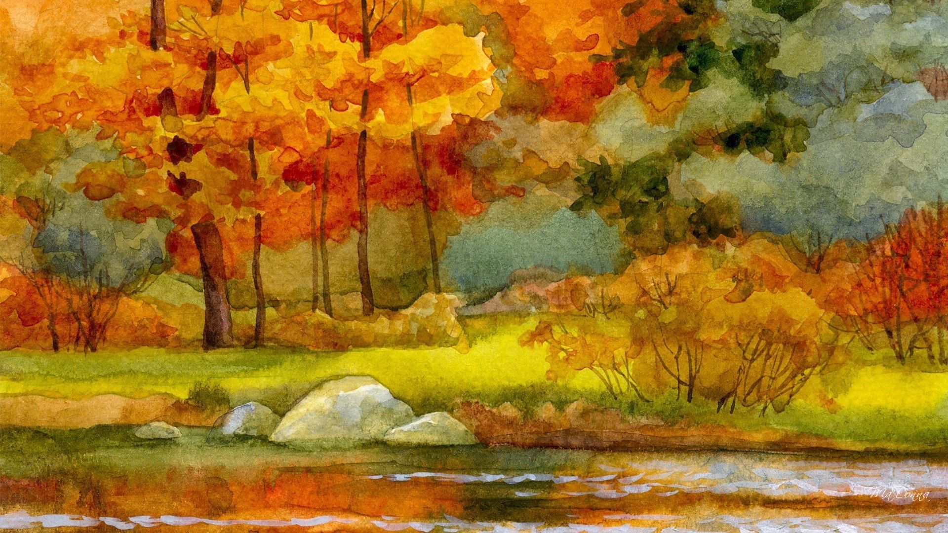 Autumn Watercolour Wallpapers