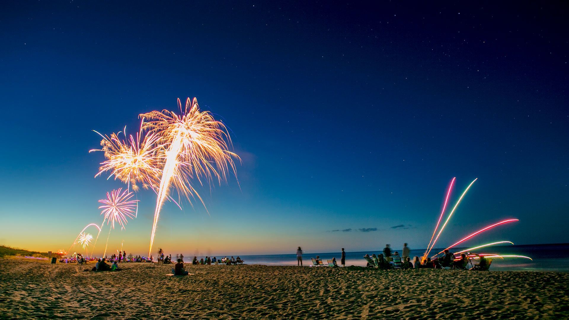 Beach Fireworks Wallpapers