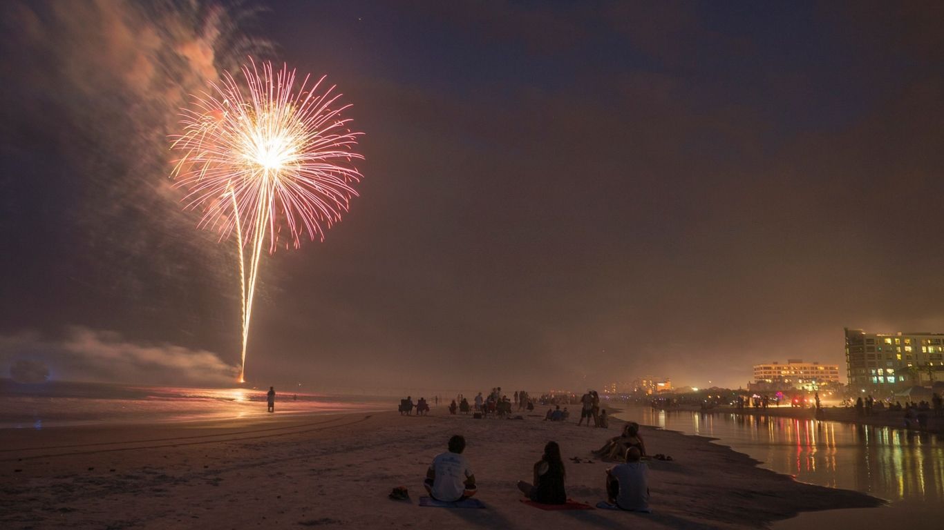 Beach Fireworks Wallpapers