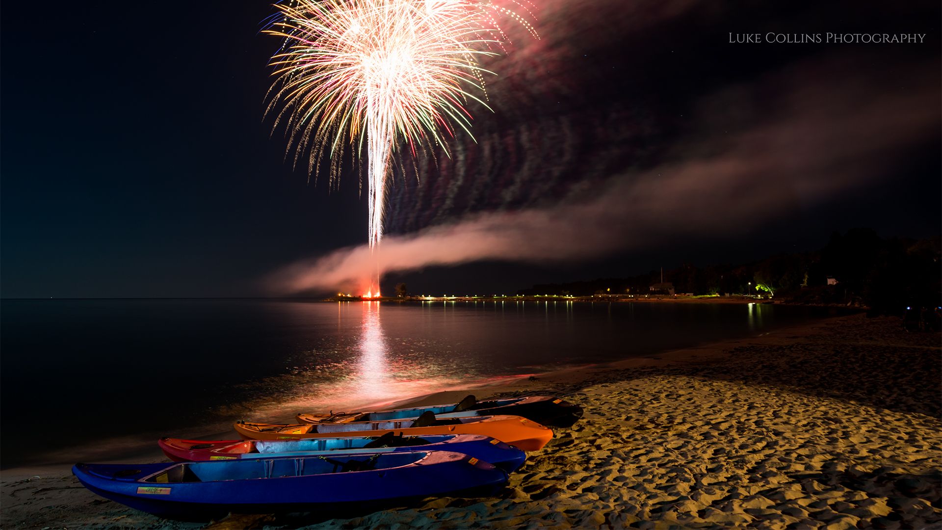 Beach Fireworks Wallpapers