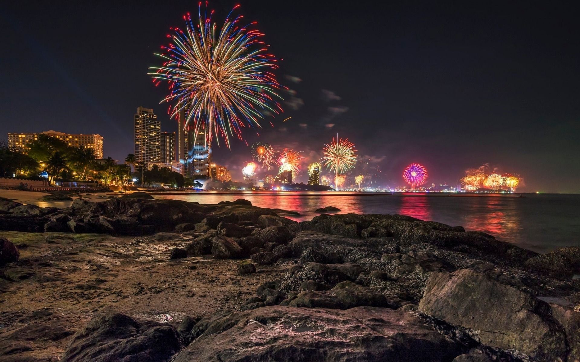 Beach Fireworks Wallpapers