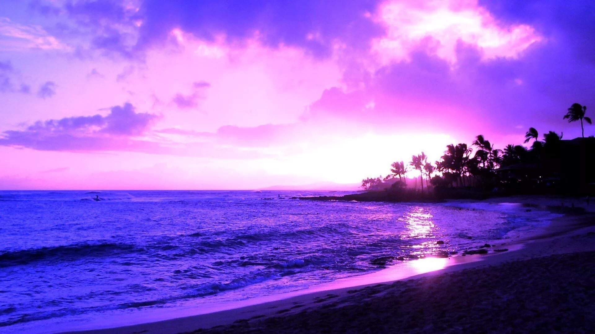 Beach Sunset Purple Wallpapers