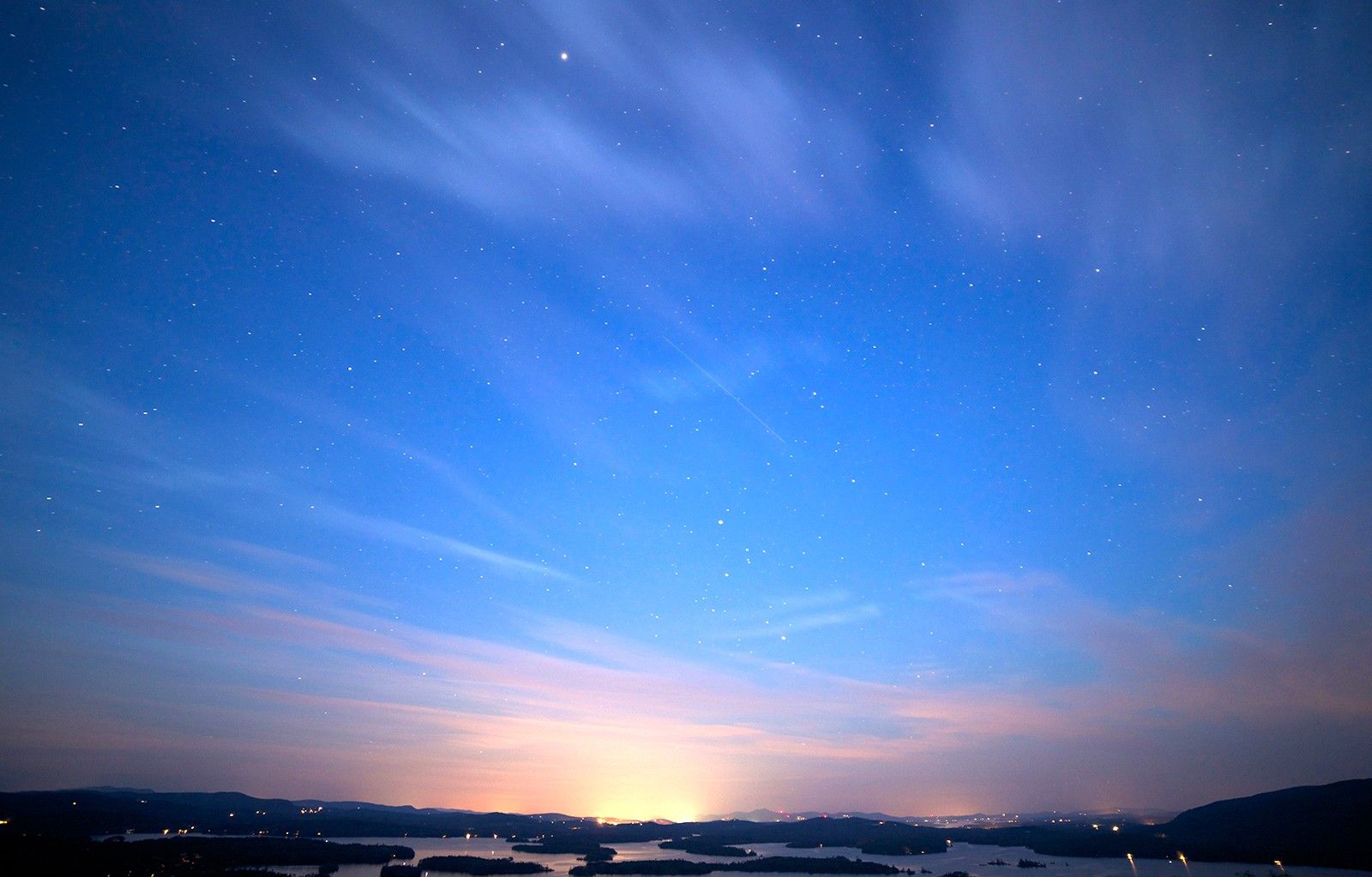 Bridge Night Clouds Starry Sky Wallpapers