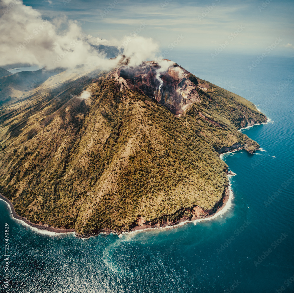 Calm Volcano Landscape In Fog Wallpapers