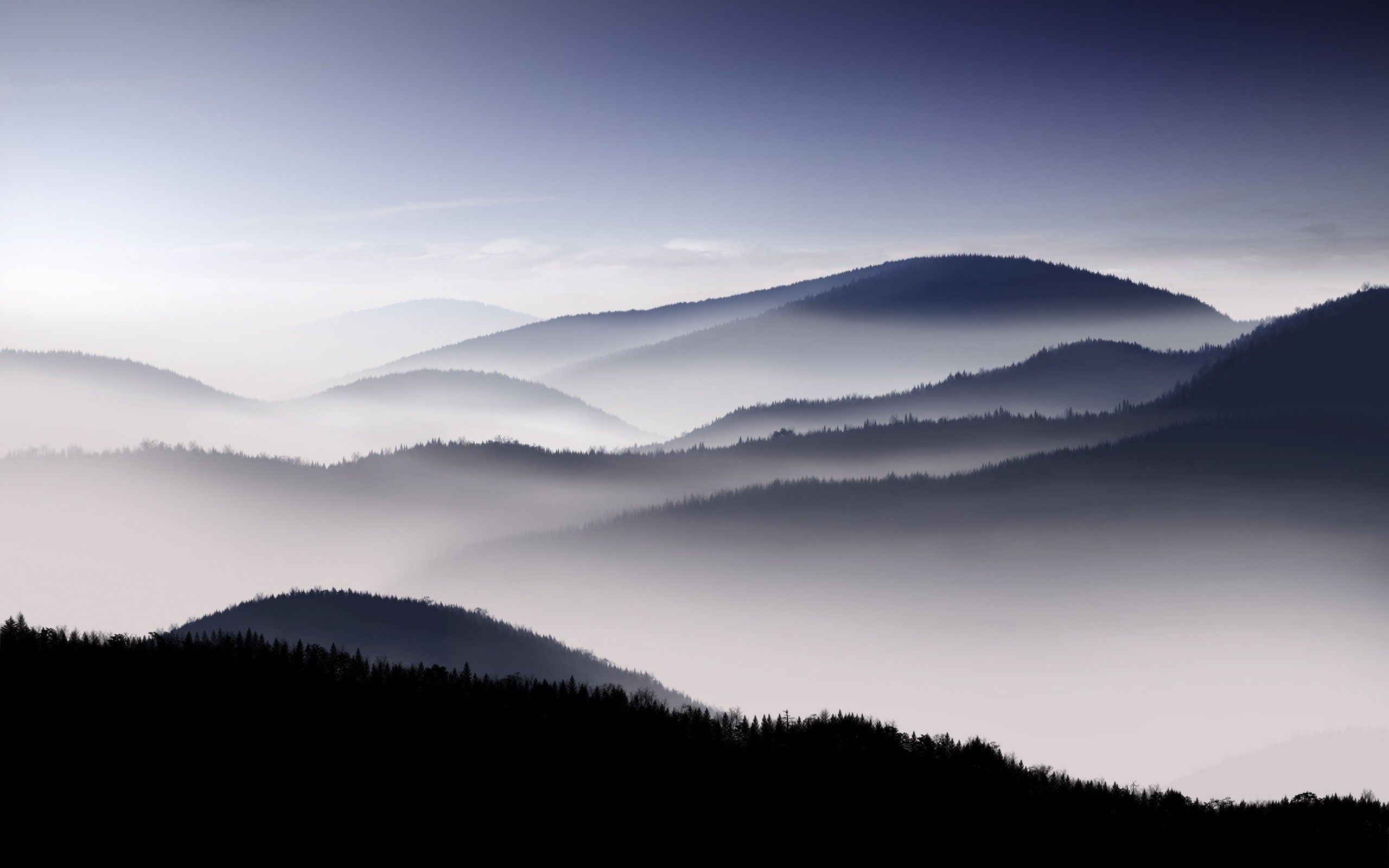 Calm Volcano Landscape In Fog Wallpapers