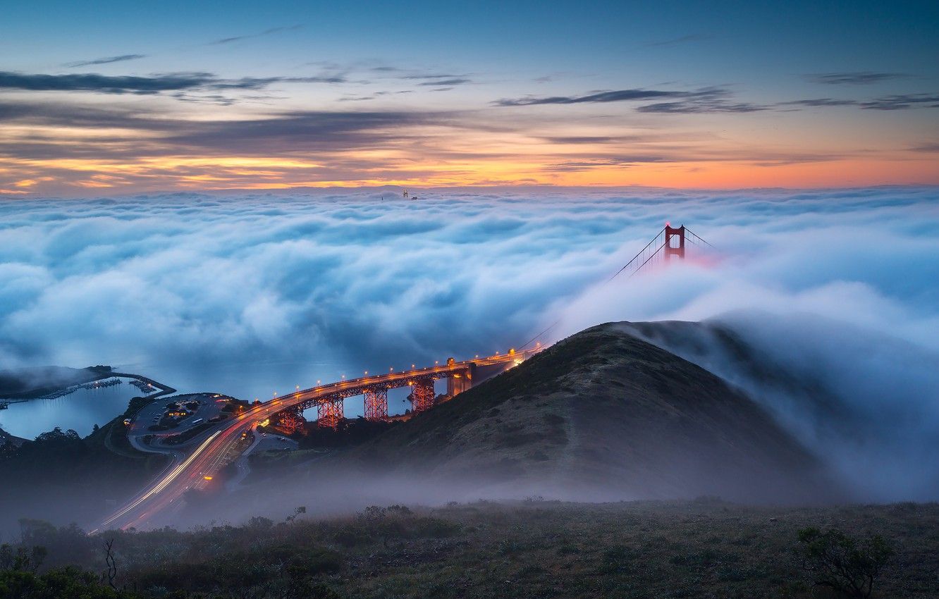 Calm Volcano Landscape In Fog Wallpapers