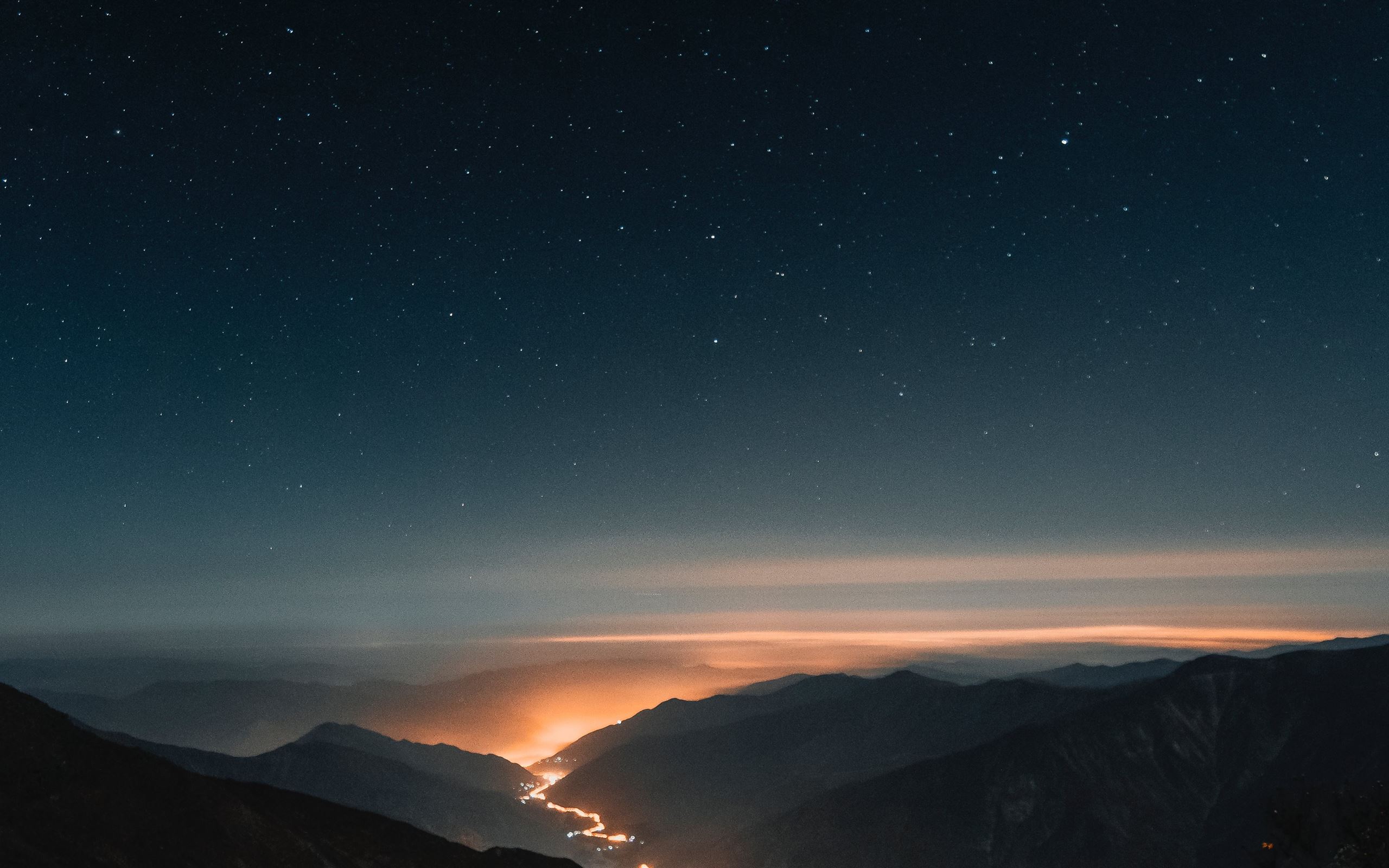 Clean Night Sky And Mountains Peak Wallpapers