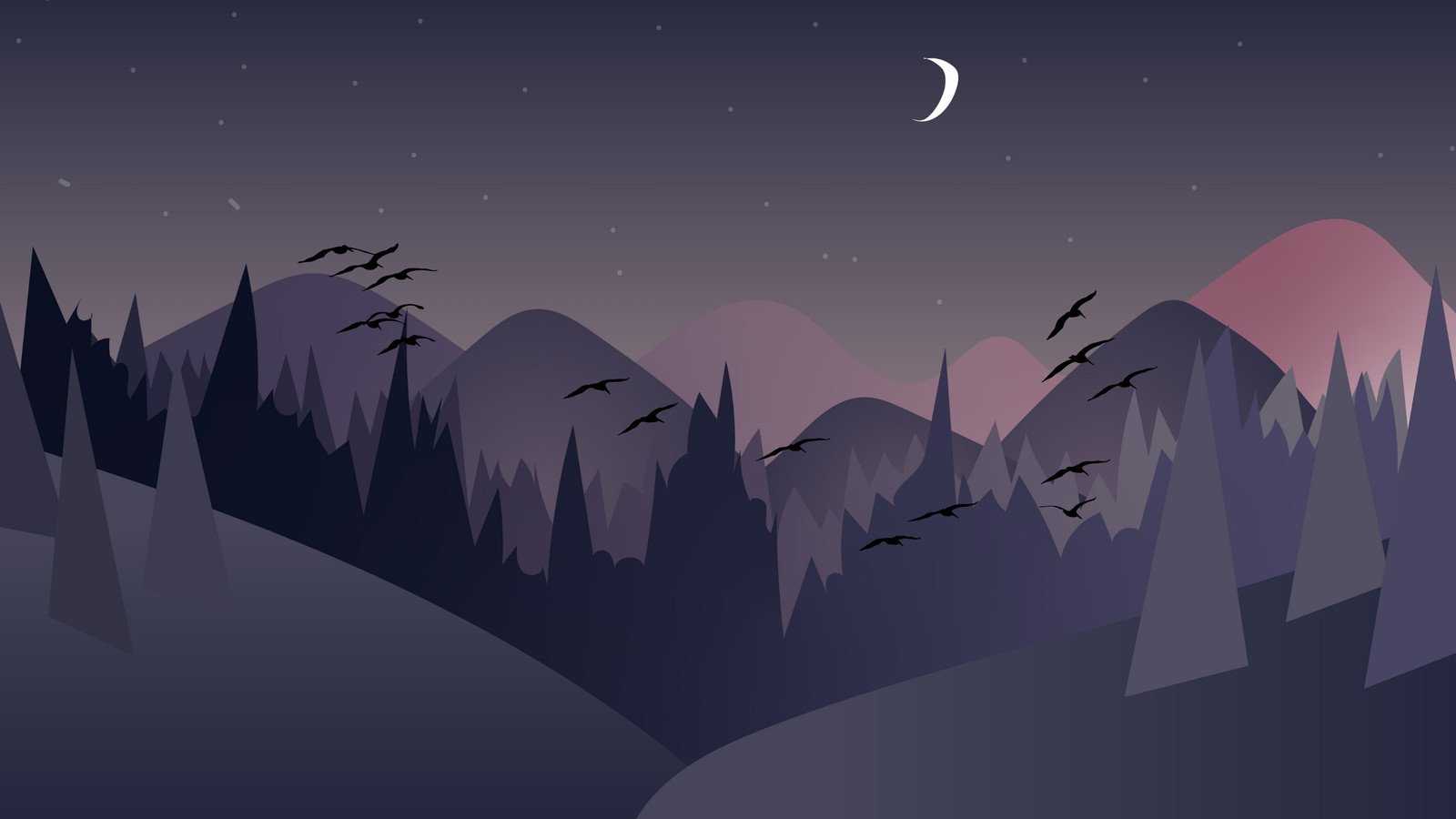 Clean Night Sky And Mountains Peak Wallpapers