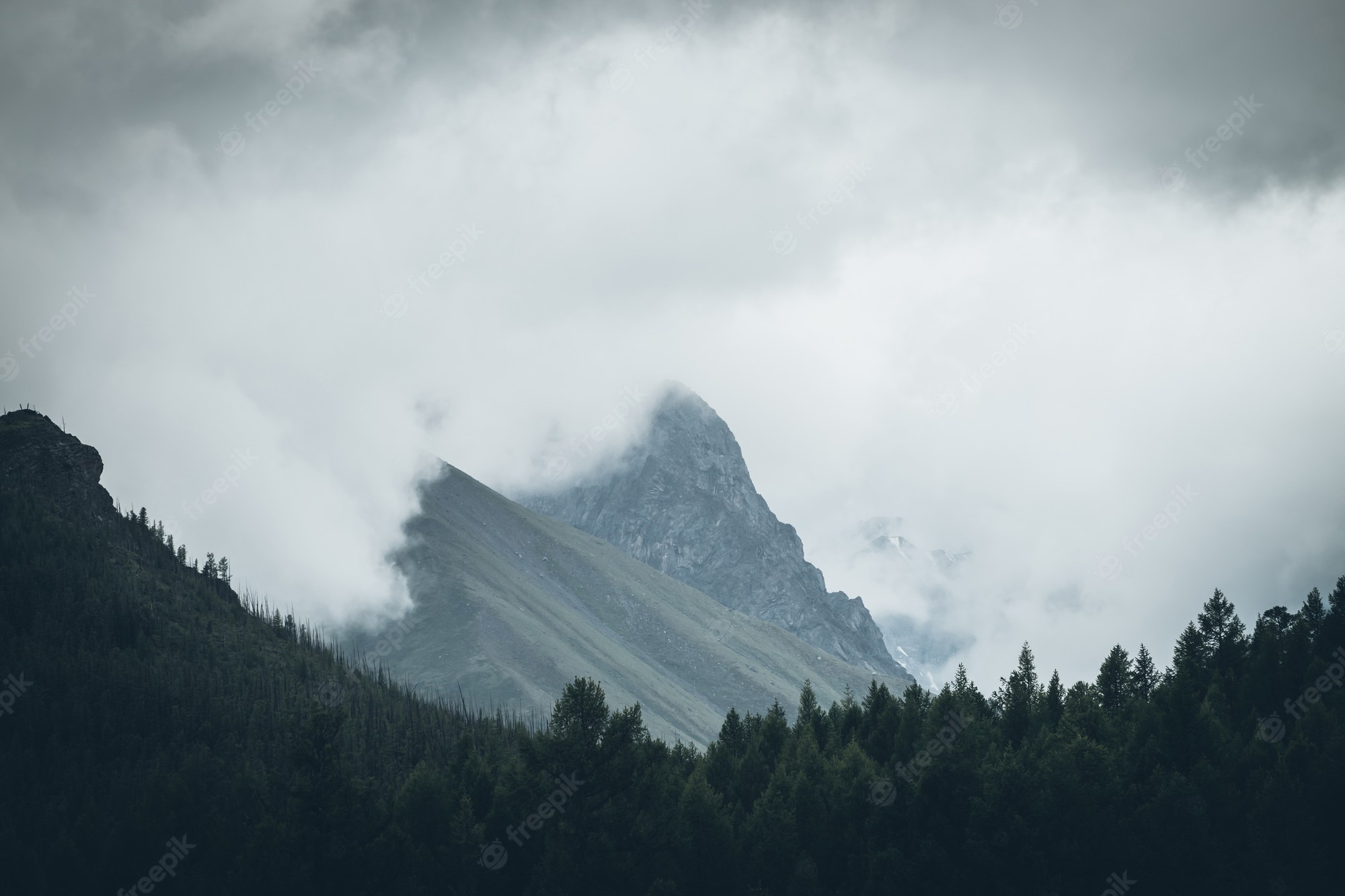 Cloudy Green Mountain Peak Wallpapers