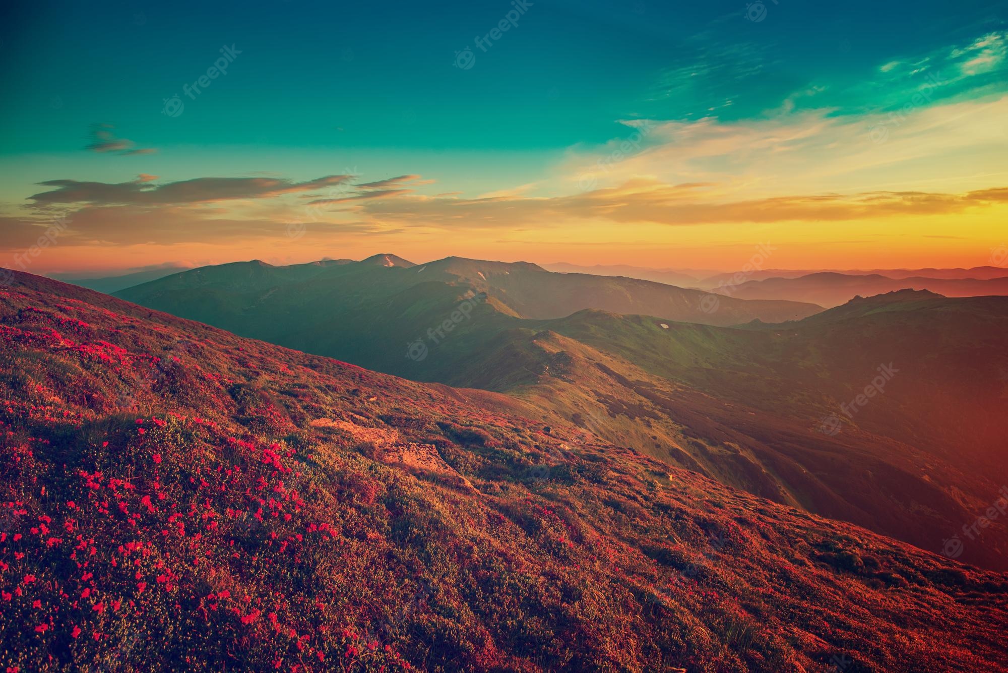 Colorful Mountain Under Blue Sky Wallpapers