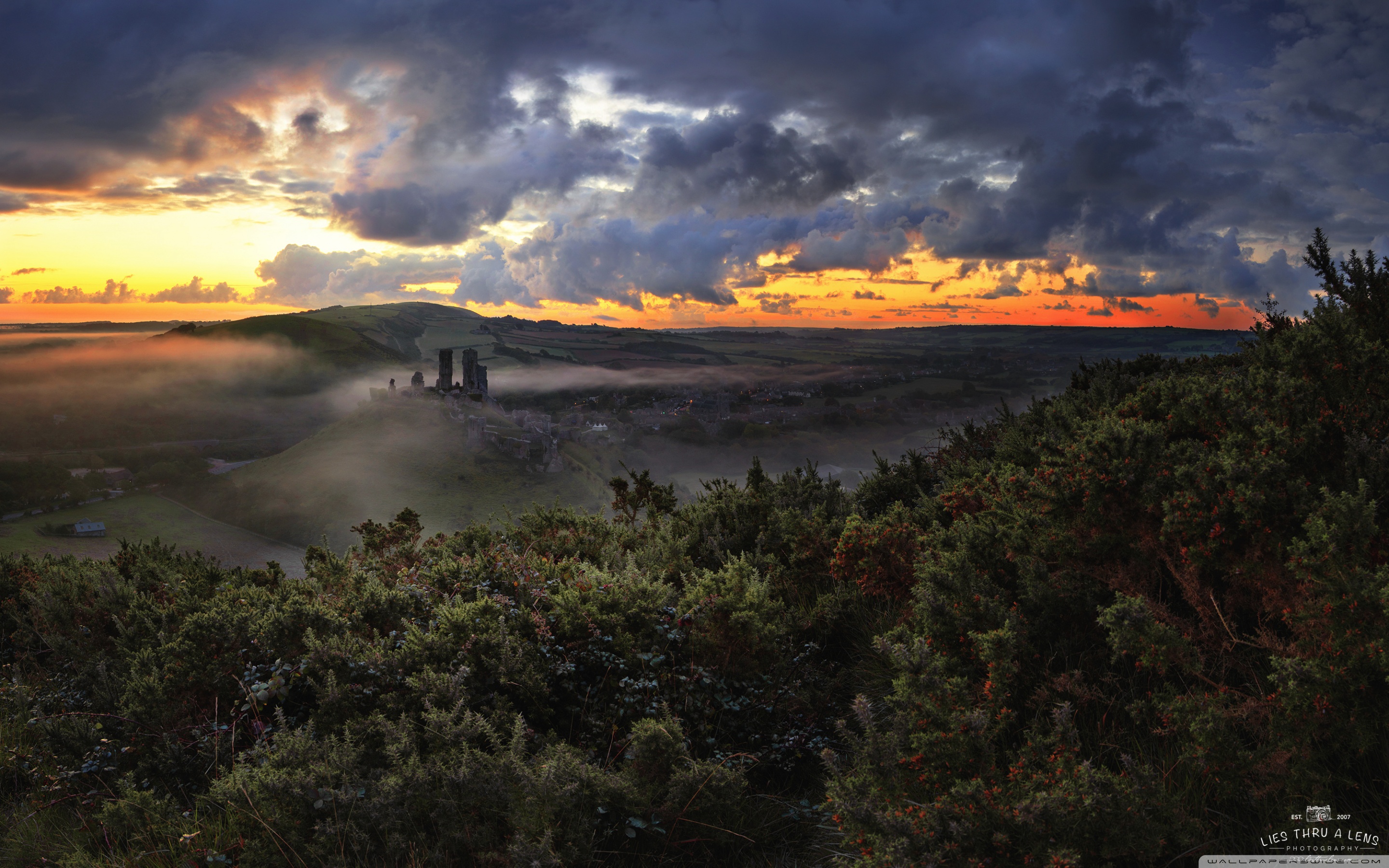 Corfe Castle Fog Day Wallpapers