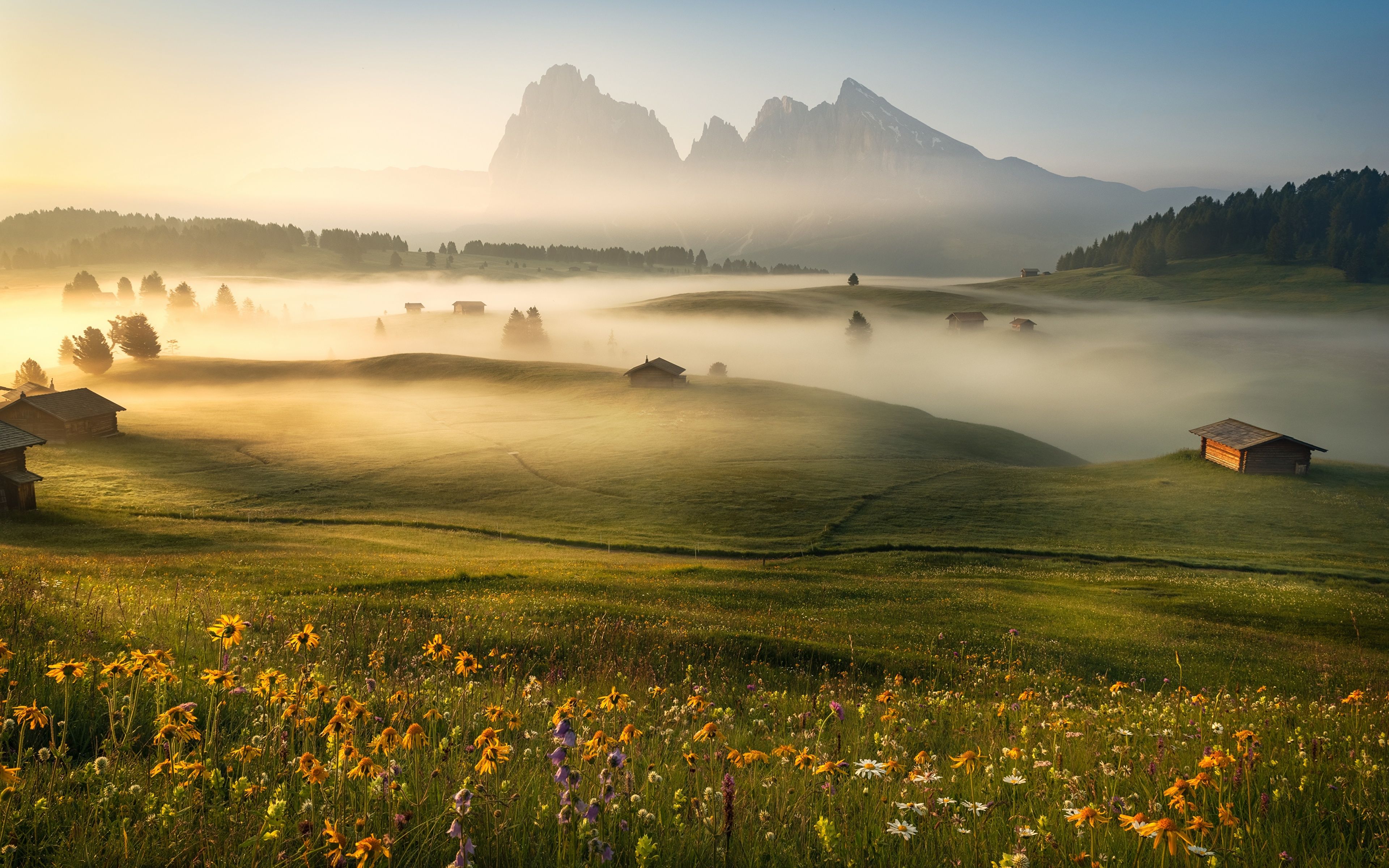 Dolomites Italy Fogy Mountains Wallpapers