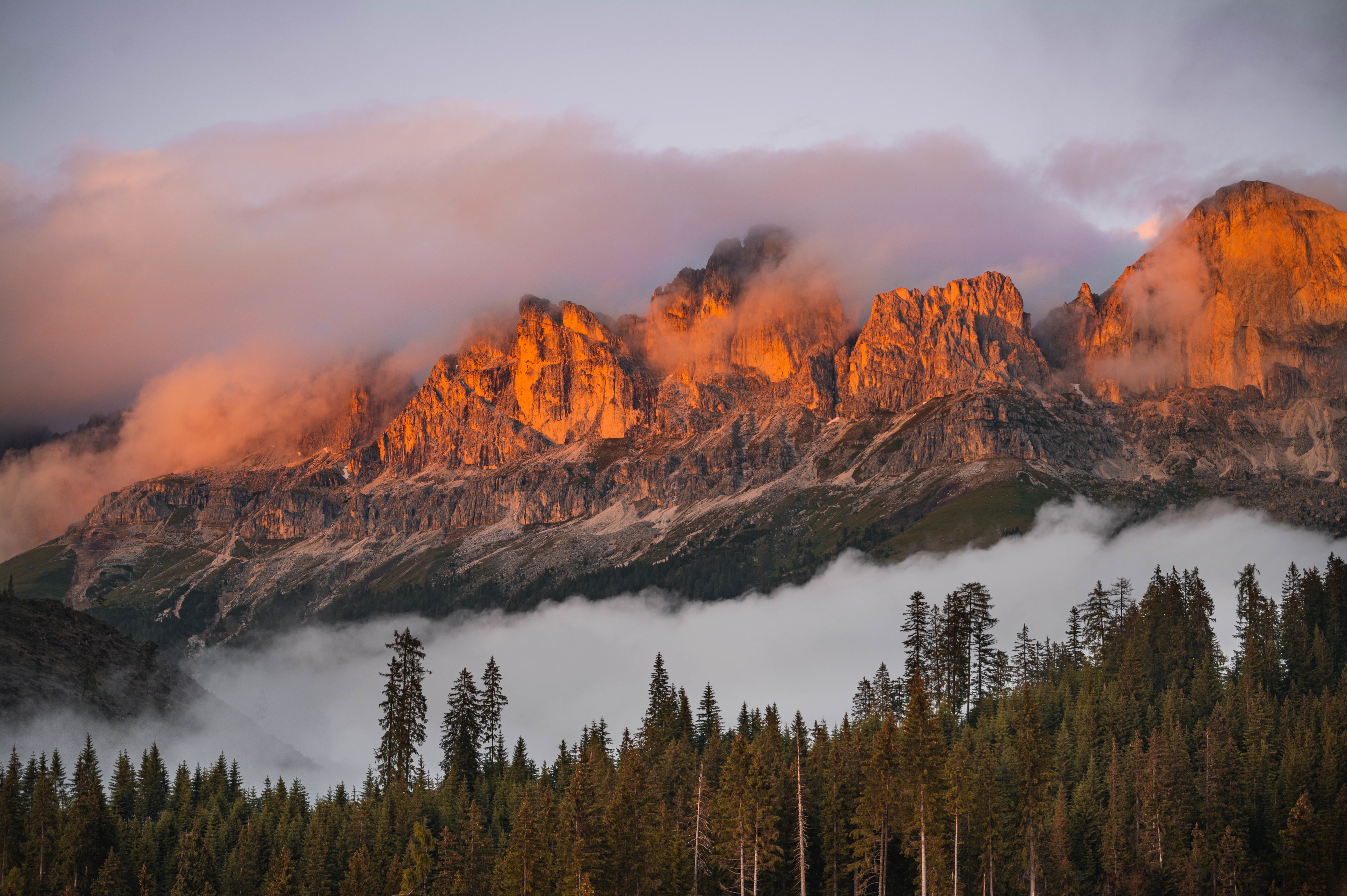 Dolomites Italy Fogy Mountains Wallpapers