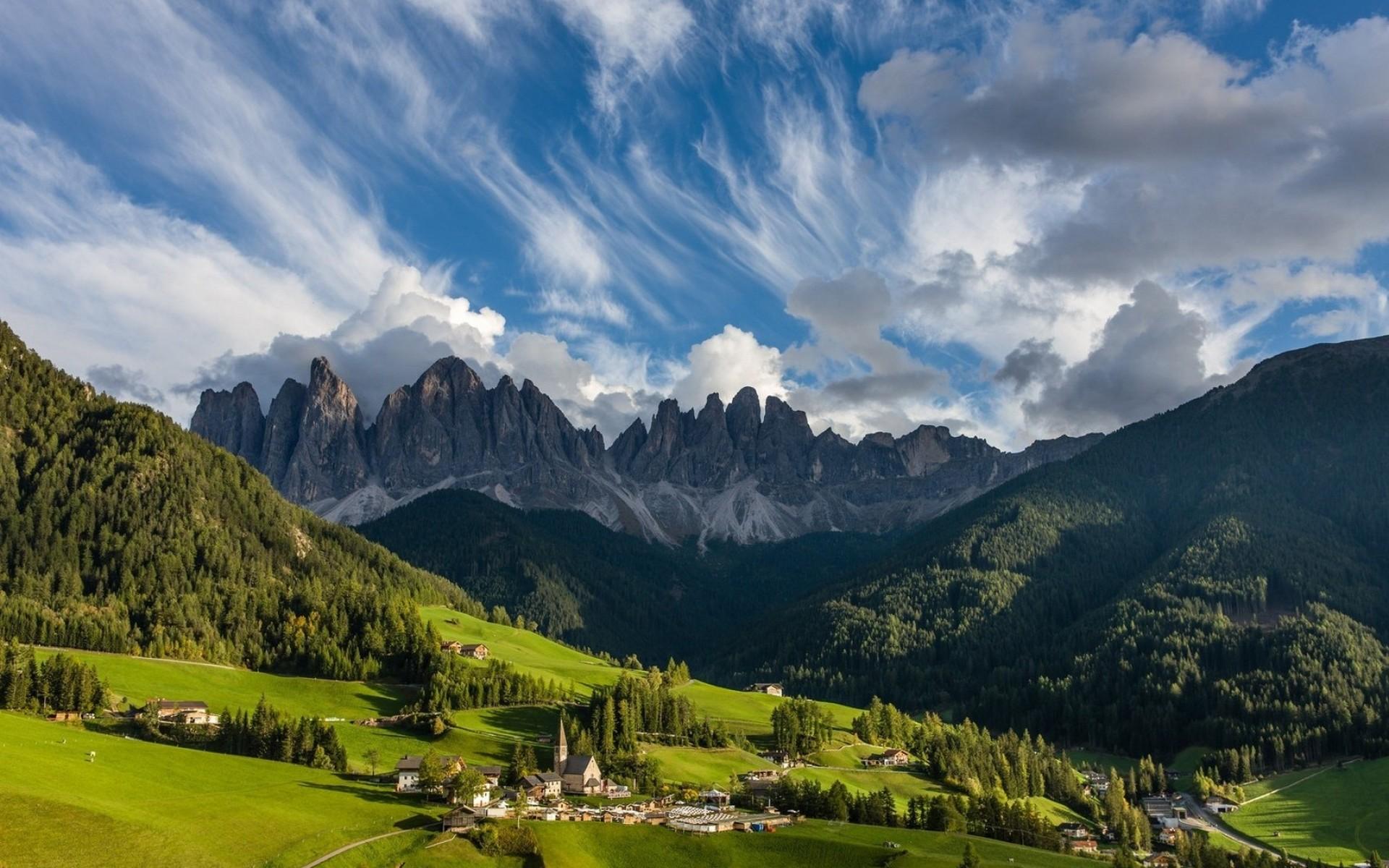 Dolomites Italy Fogy Mountains Wallpapers