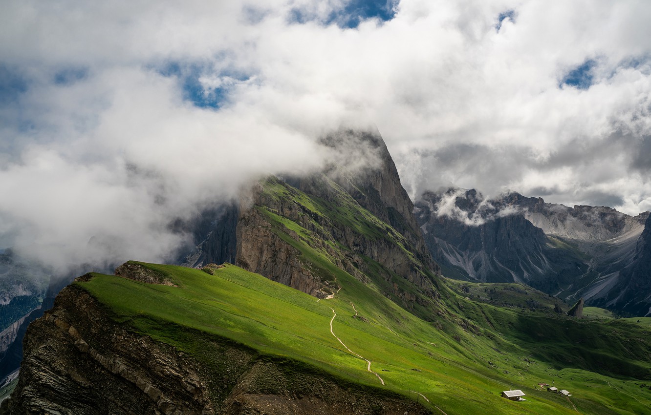 Dolomites Italy Fogy Mountains Wallpapers