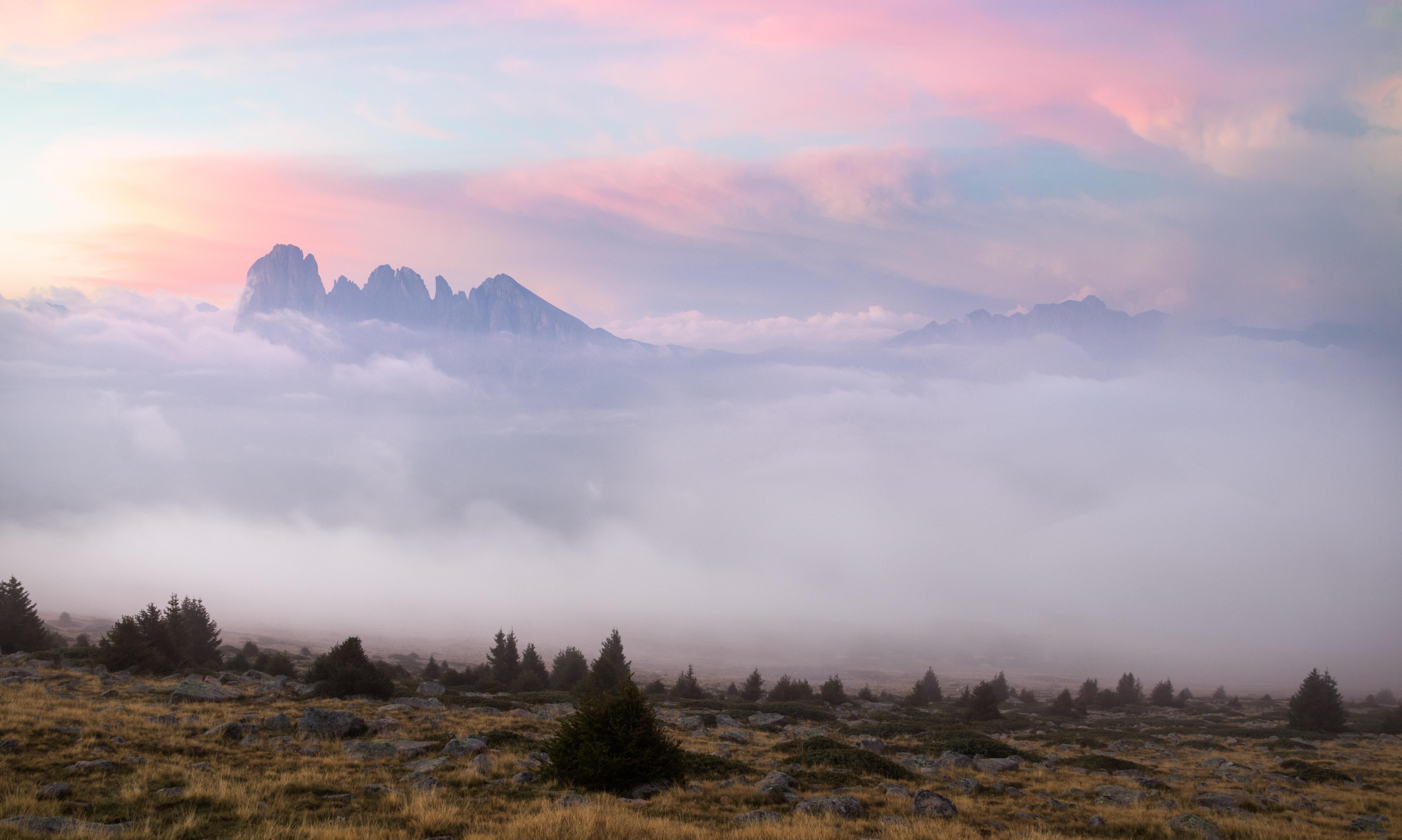 Dolomites Italy Fogy Mountains Wallpapers