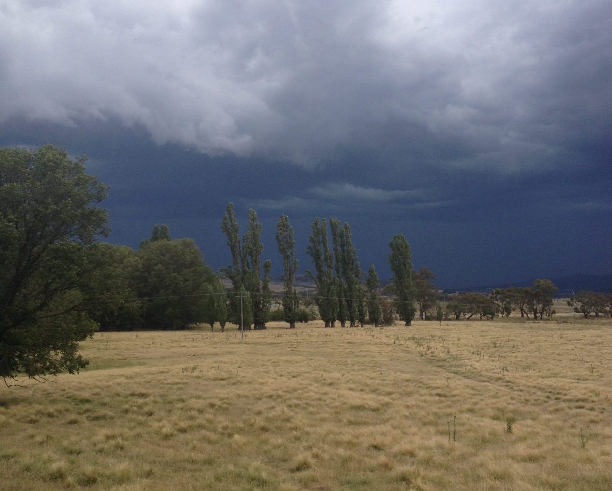 Dramatic Field Under Dark Clouds Wallpapers