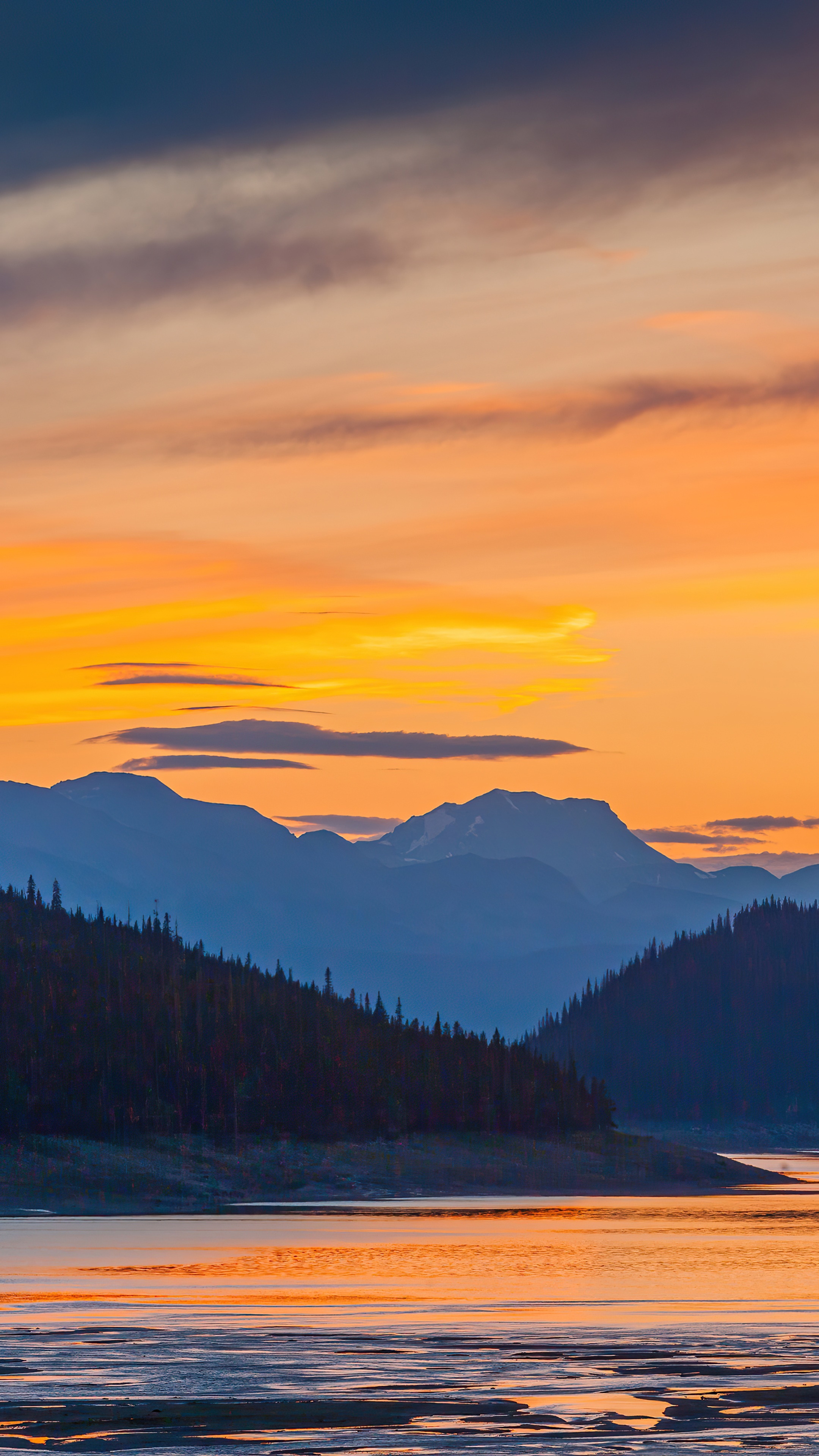 Evening Sunset Mountains Lake Wallpapers