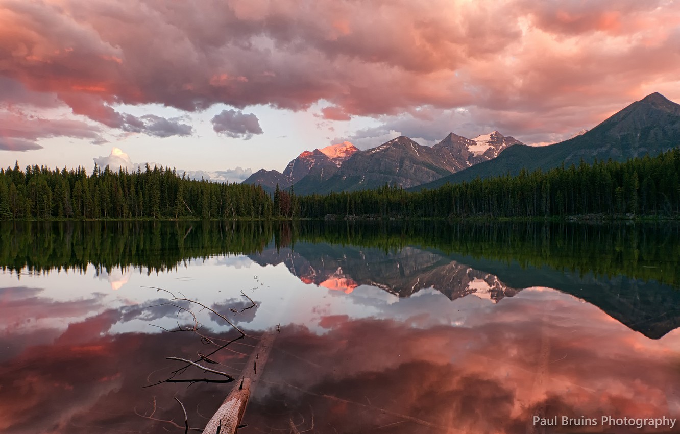 Evening Sunset Mountains Lake Wallpapers