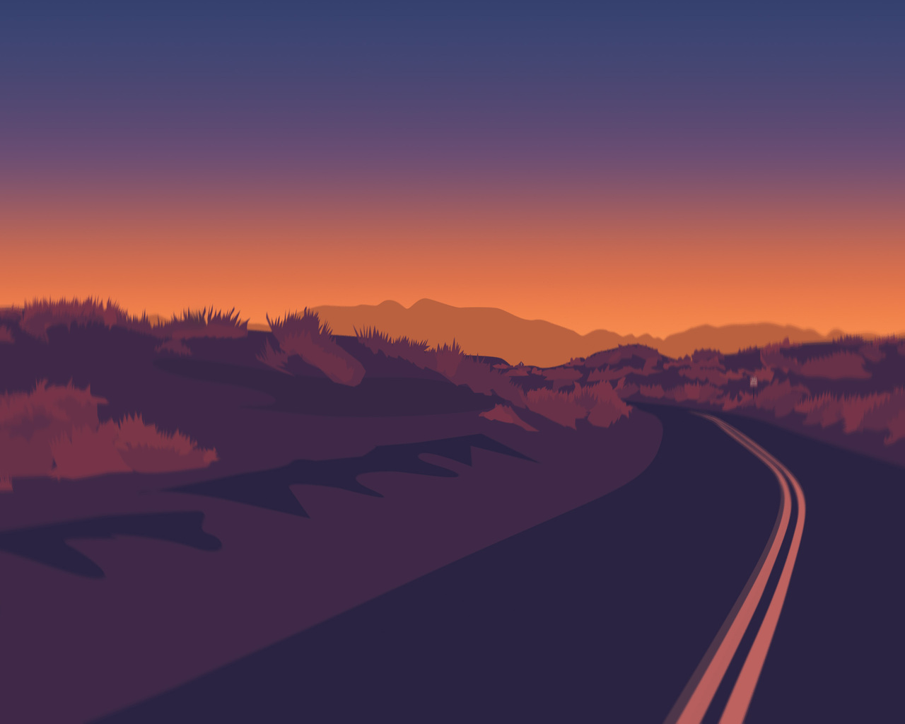 Fire Sunset At Road 4K Wallpapers