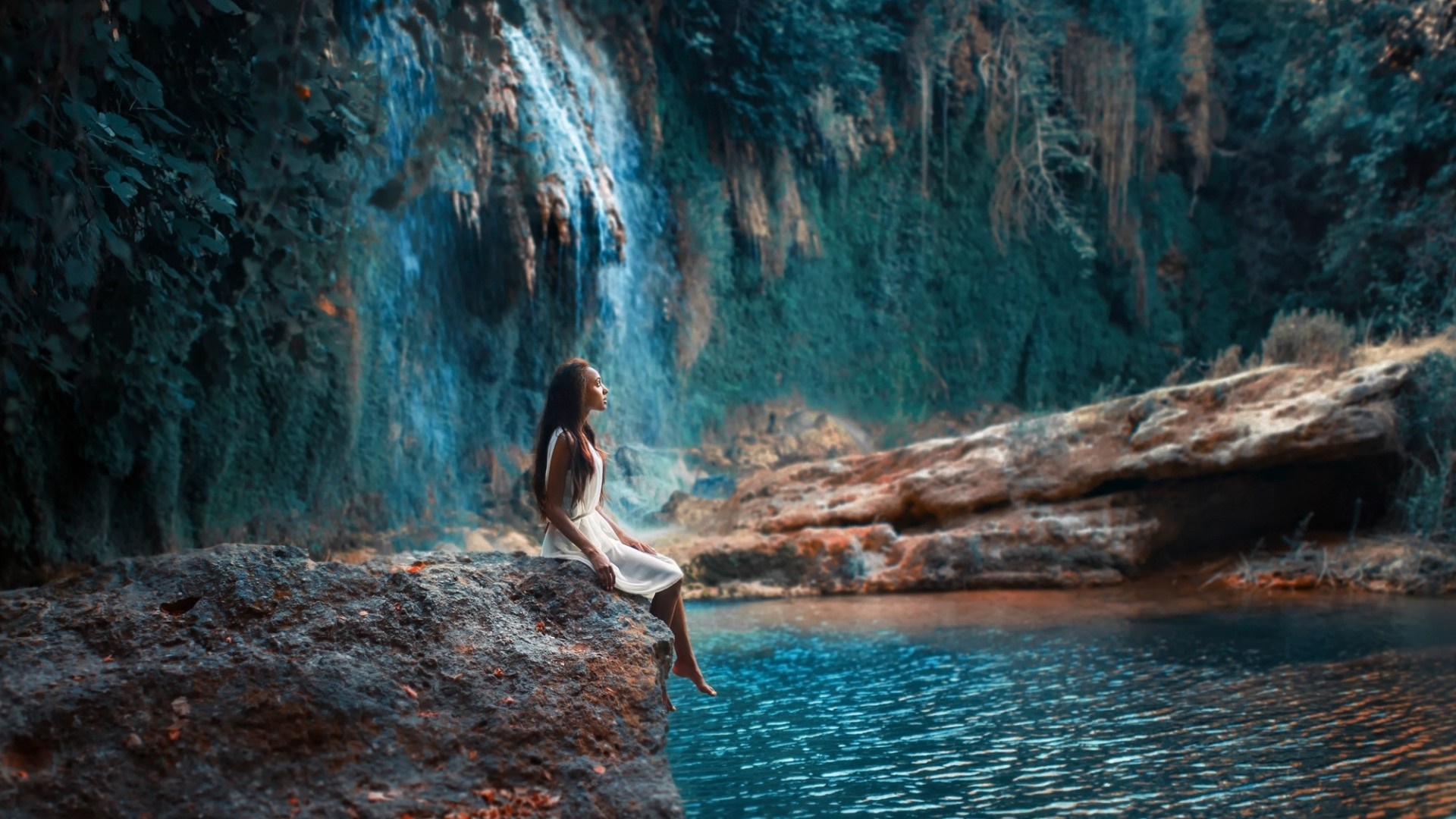 Girl Nature Cave Wallpapers