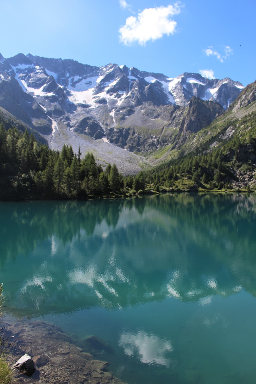 Green Trees Covered Mountains Surrounded By Occean Wallpapers