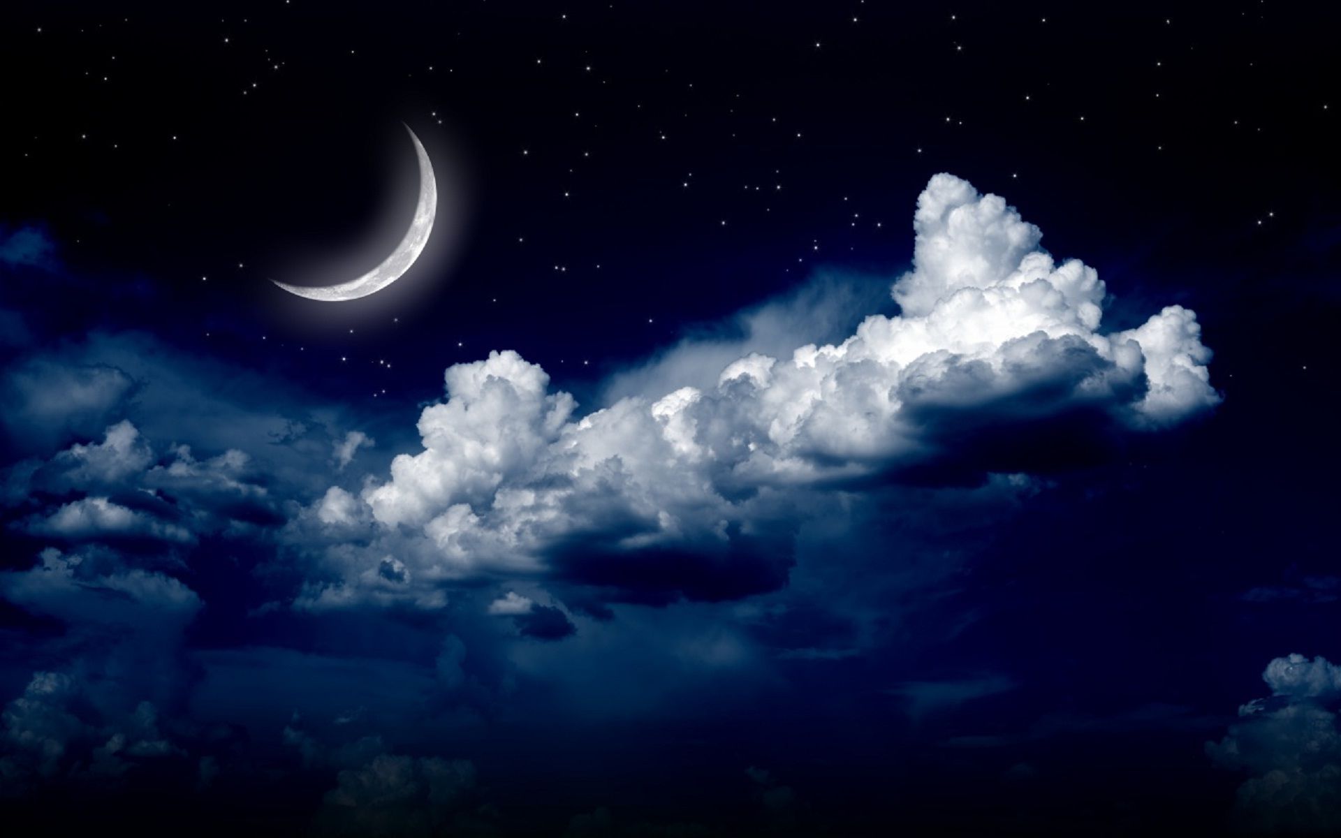 Half Moon Starry Night Wallpapers