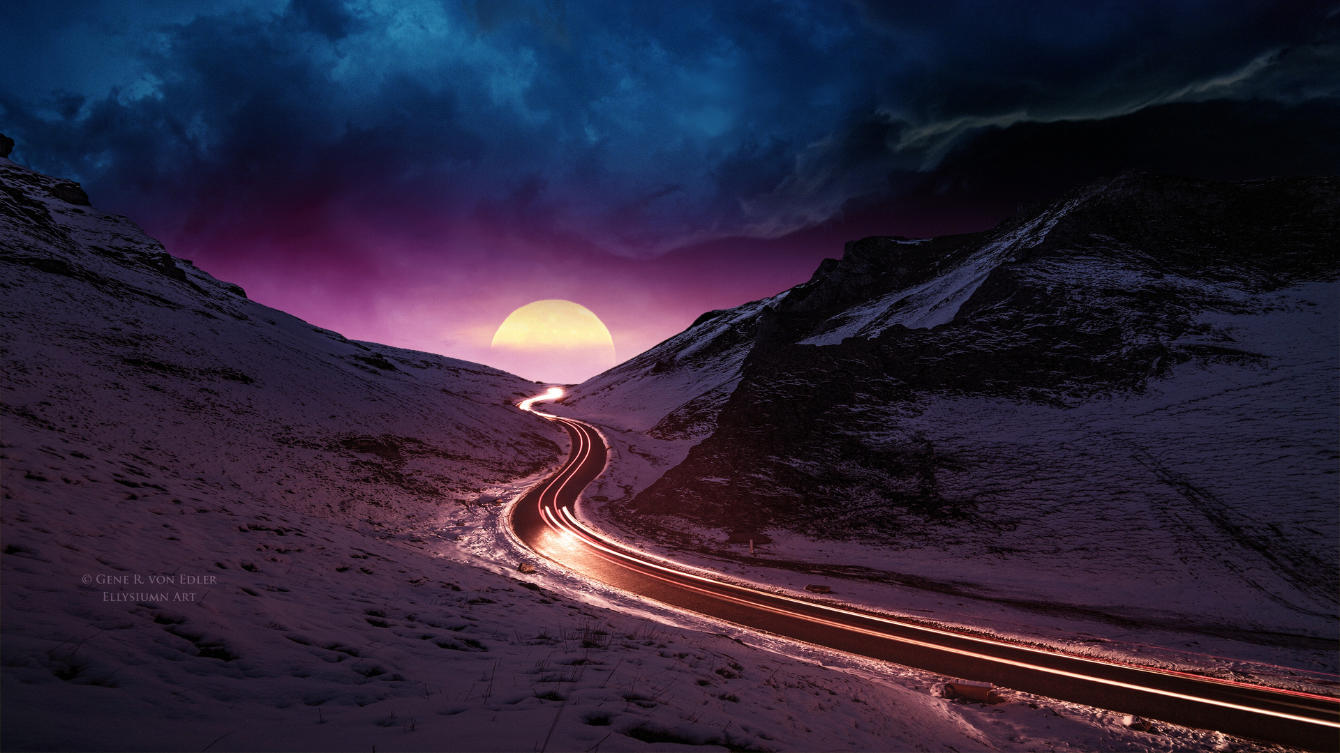 Hd Road View With Sunset Wallpapers
