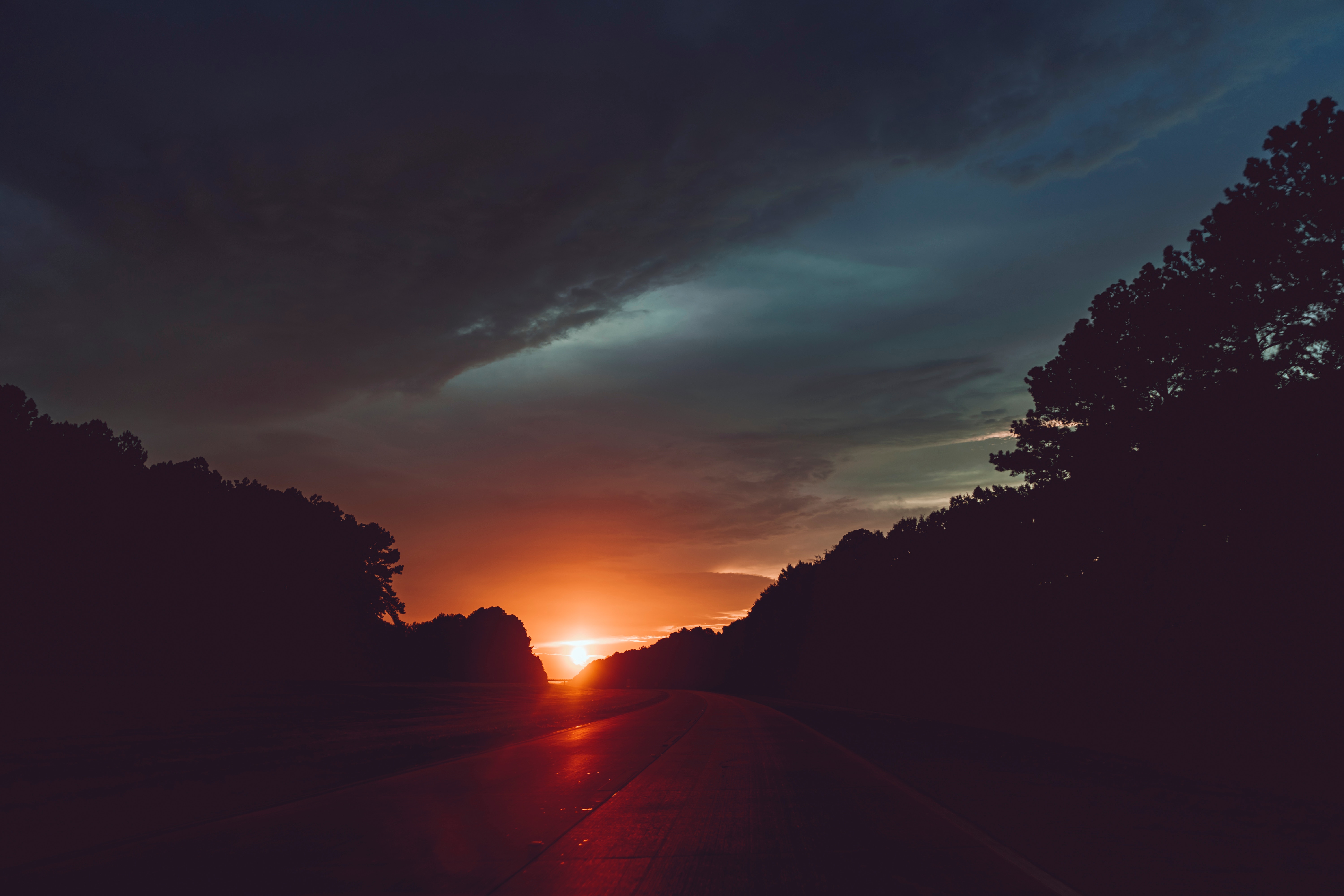 Hd Road View With Sunset Wallpapers
