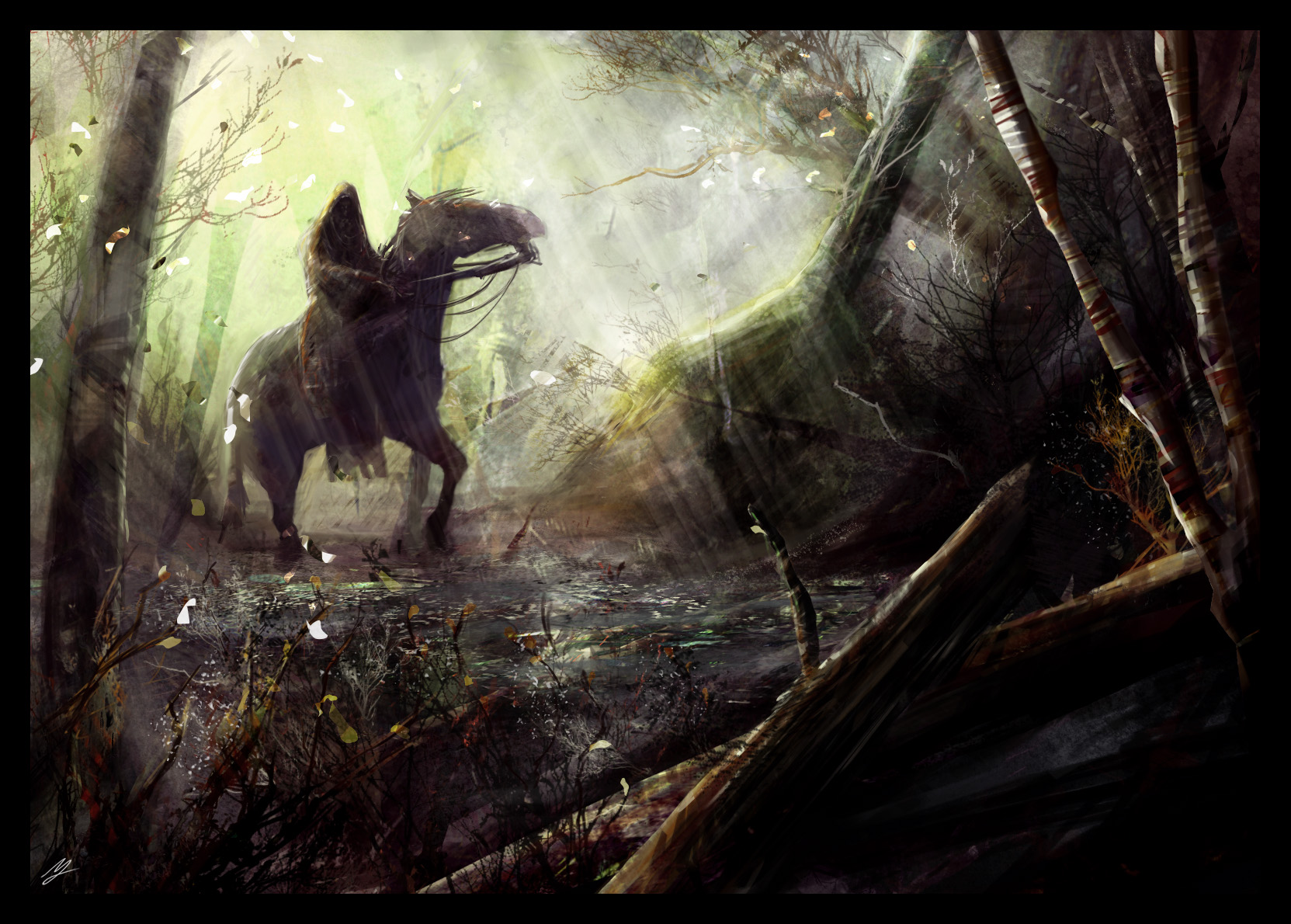 Horseman In Forest Dark Night Wallpapers