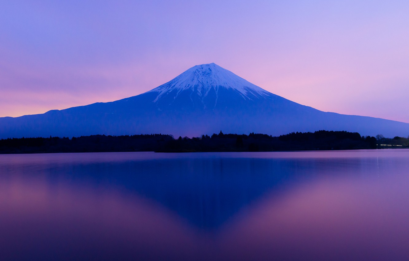 Japan Mountains Lake At Sunset Wallpapers