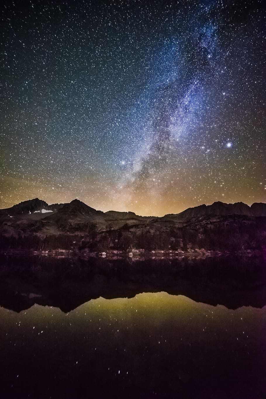 Landscape Forest Mountains In Night Sky Wallpapers