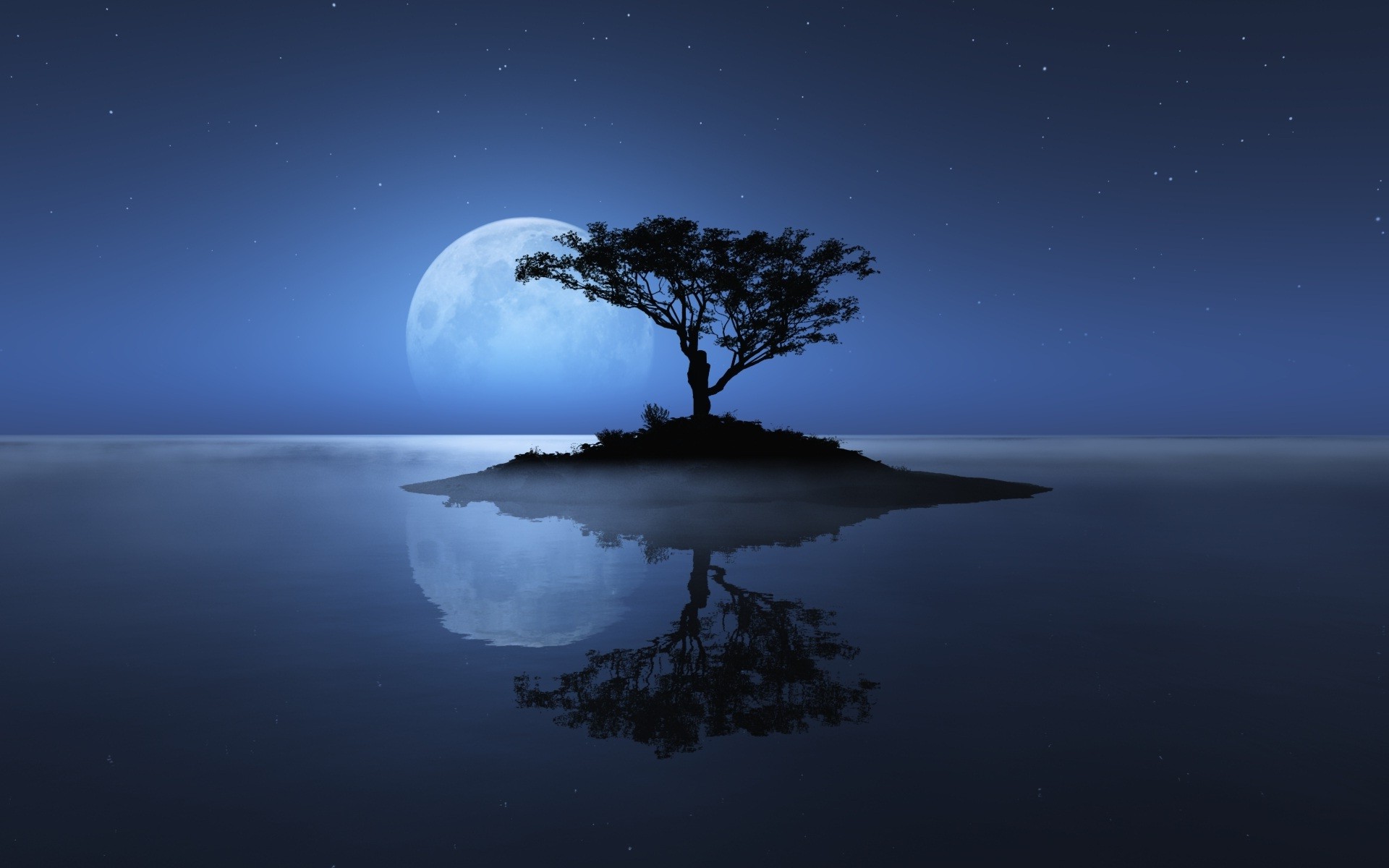 Landscape Night Moon Stars Wallpapers