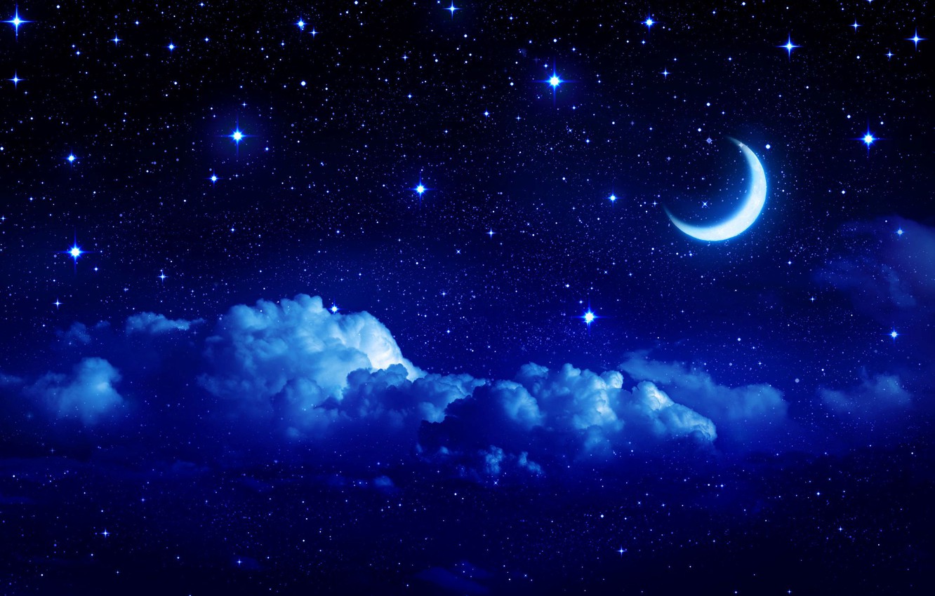 Landscape Night Moon Stars Wallpapers