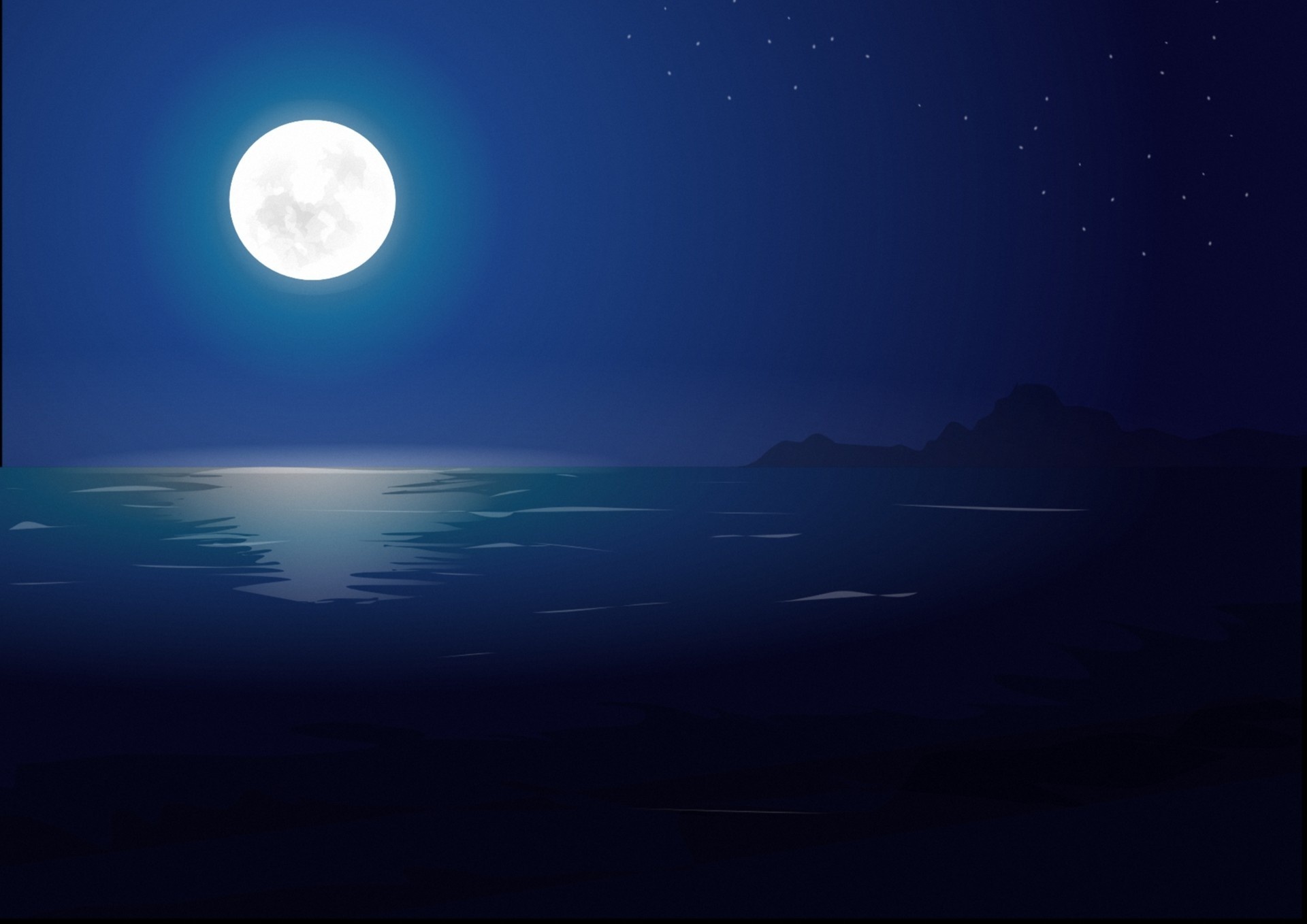 Landscape Night Moon Stars Wallpapers