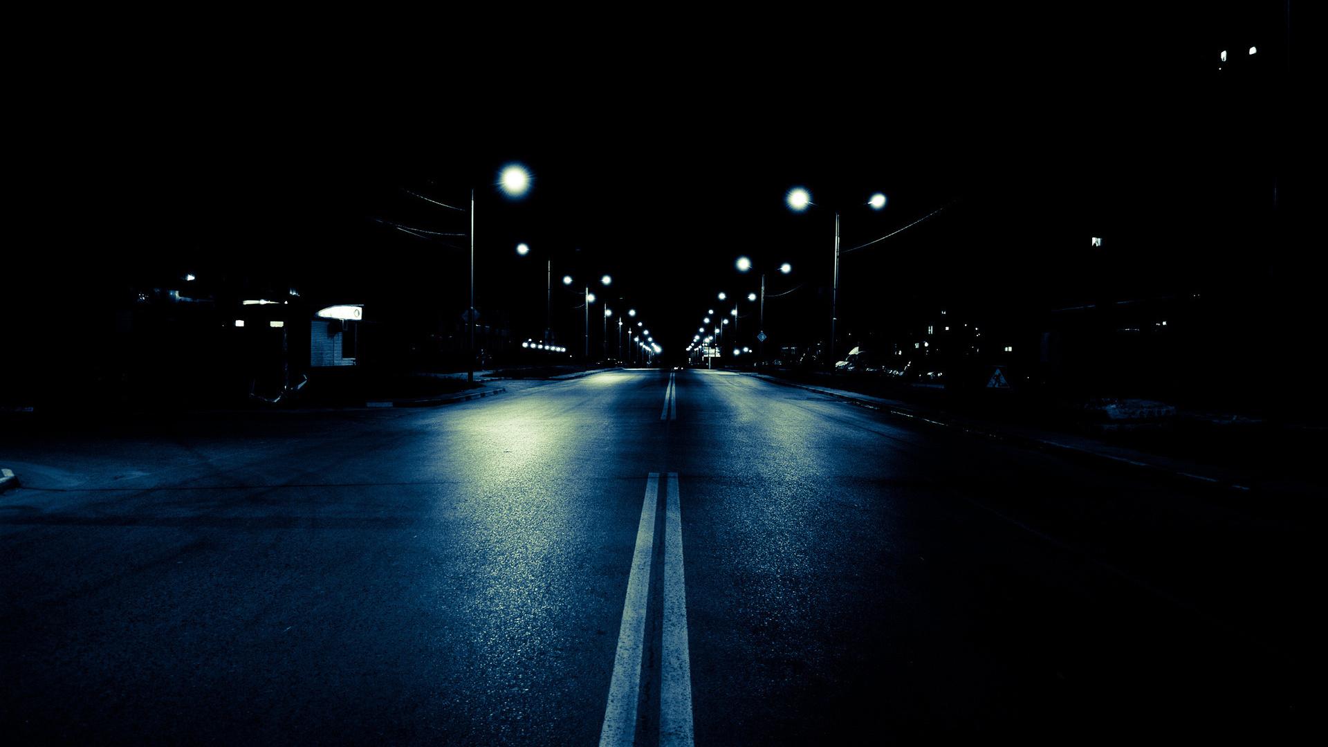 Lonely Road At Night Wallpapers