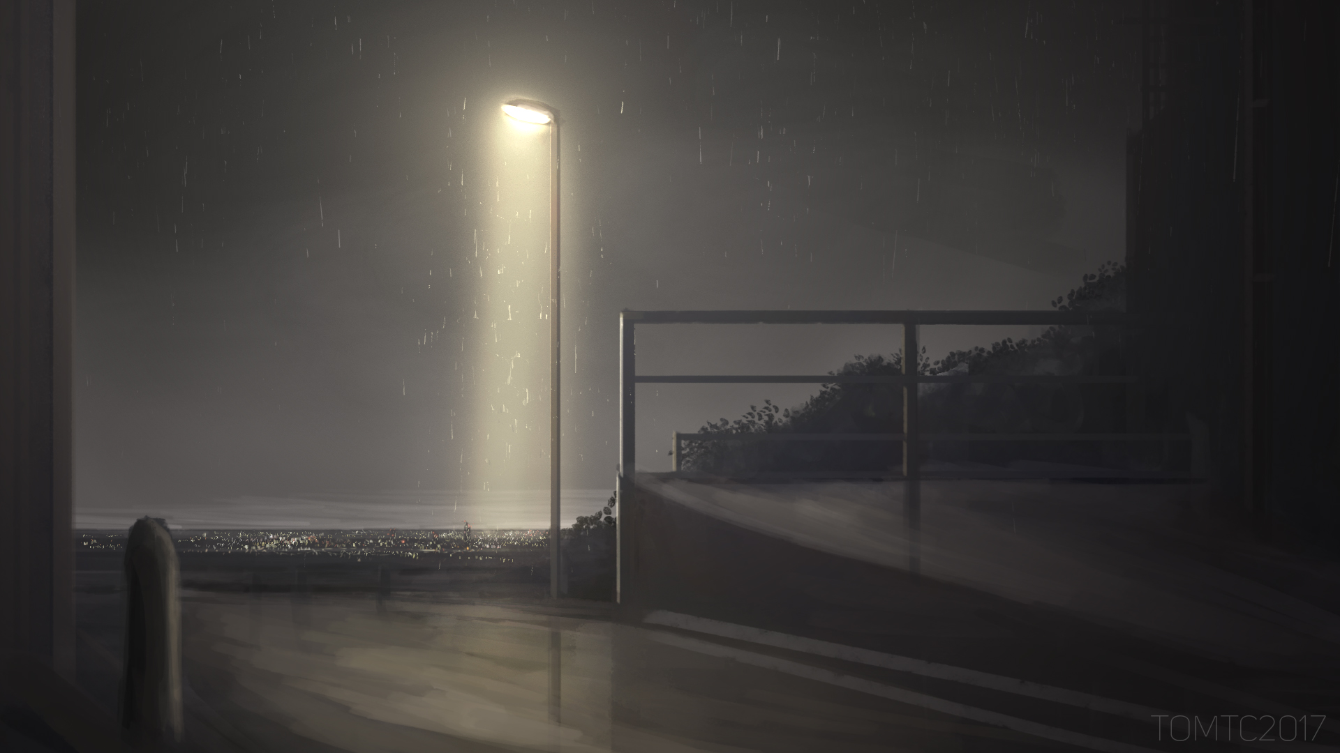 Lonely Street Lights Road Wallpapers