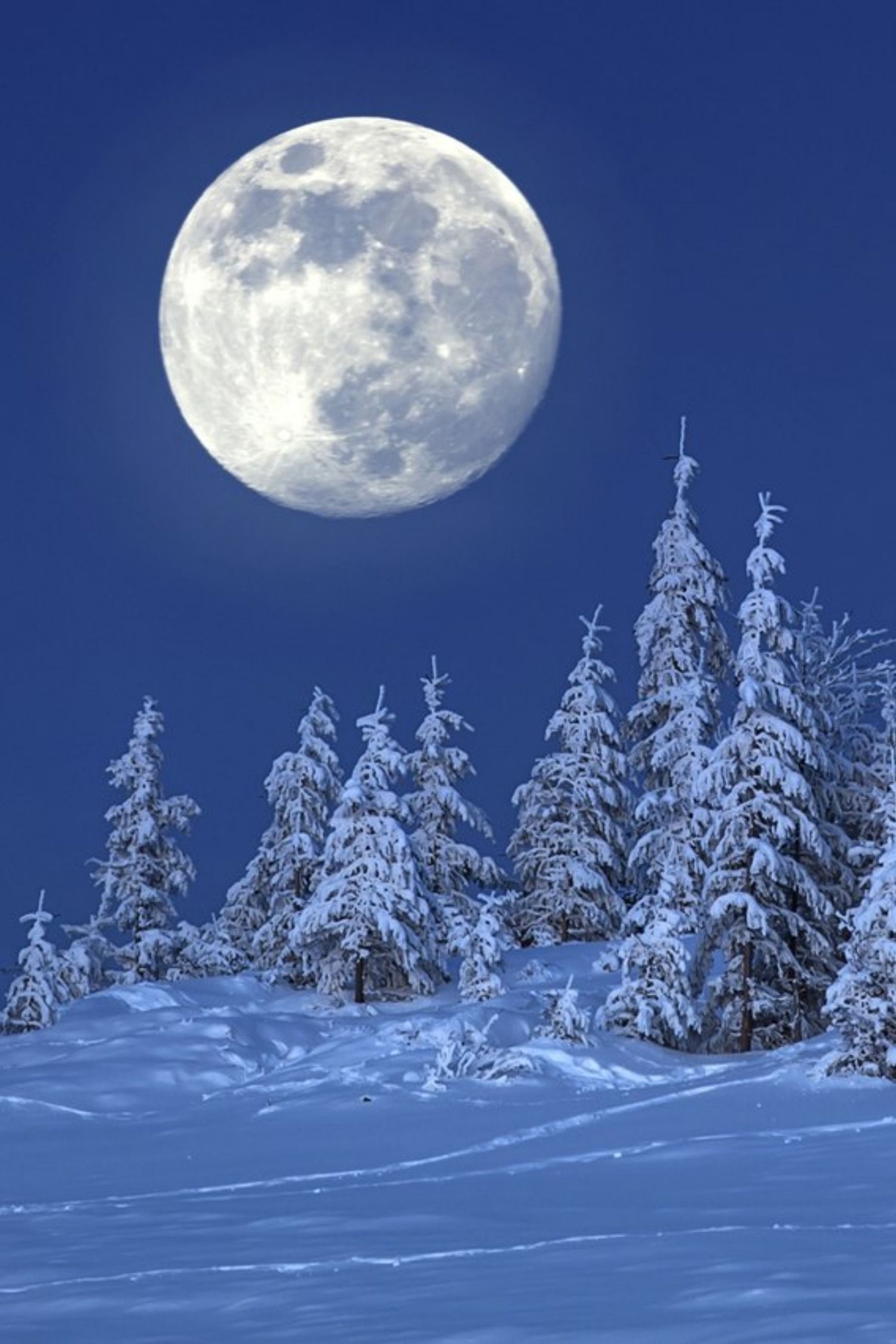 Moon At Pick Of Winter Mountains Wallpapers