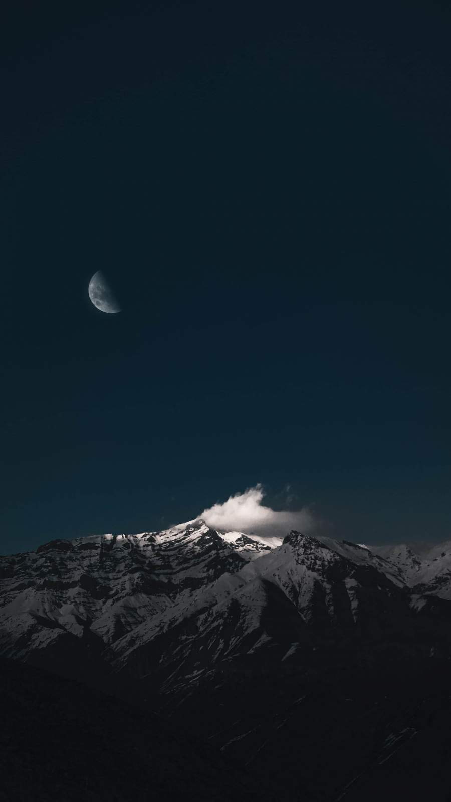 Moon At Pick Of Winter Mountains Wallpapers