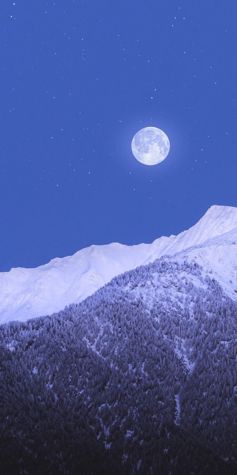 Moon Over Snowy Mountains Wallpapers