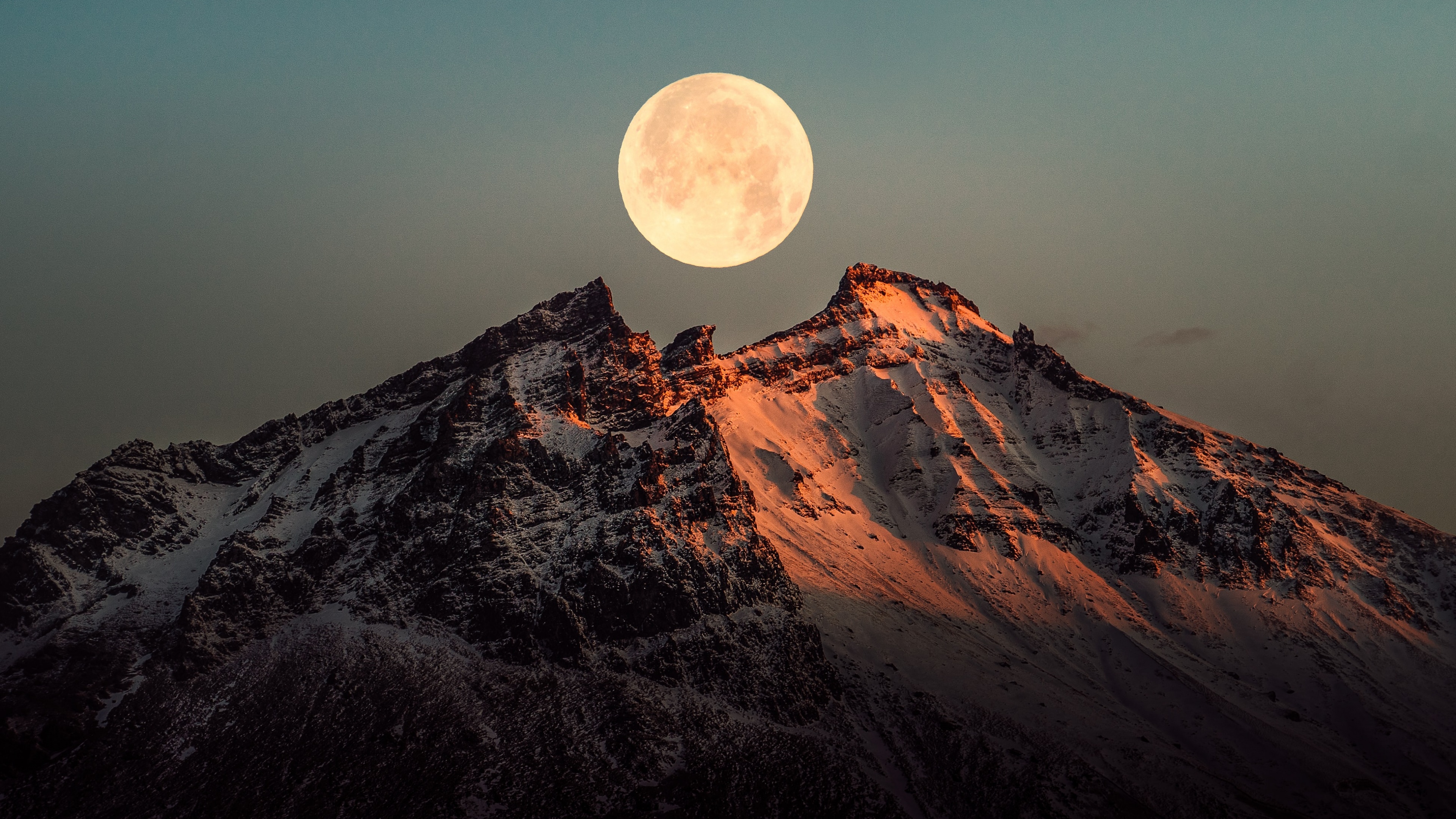 Moon Over Snowy Mountains Wallpapers