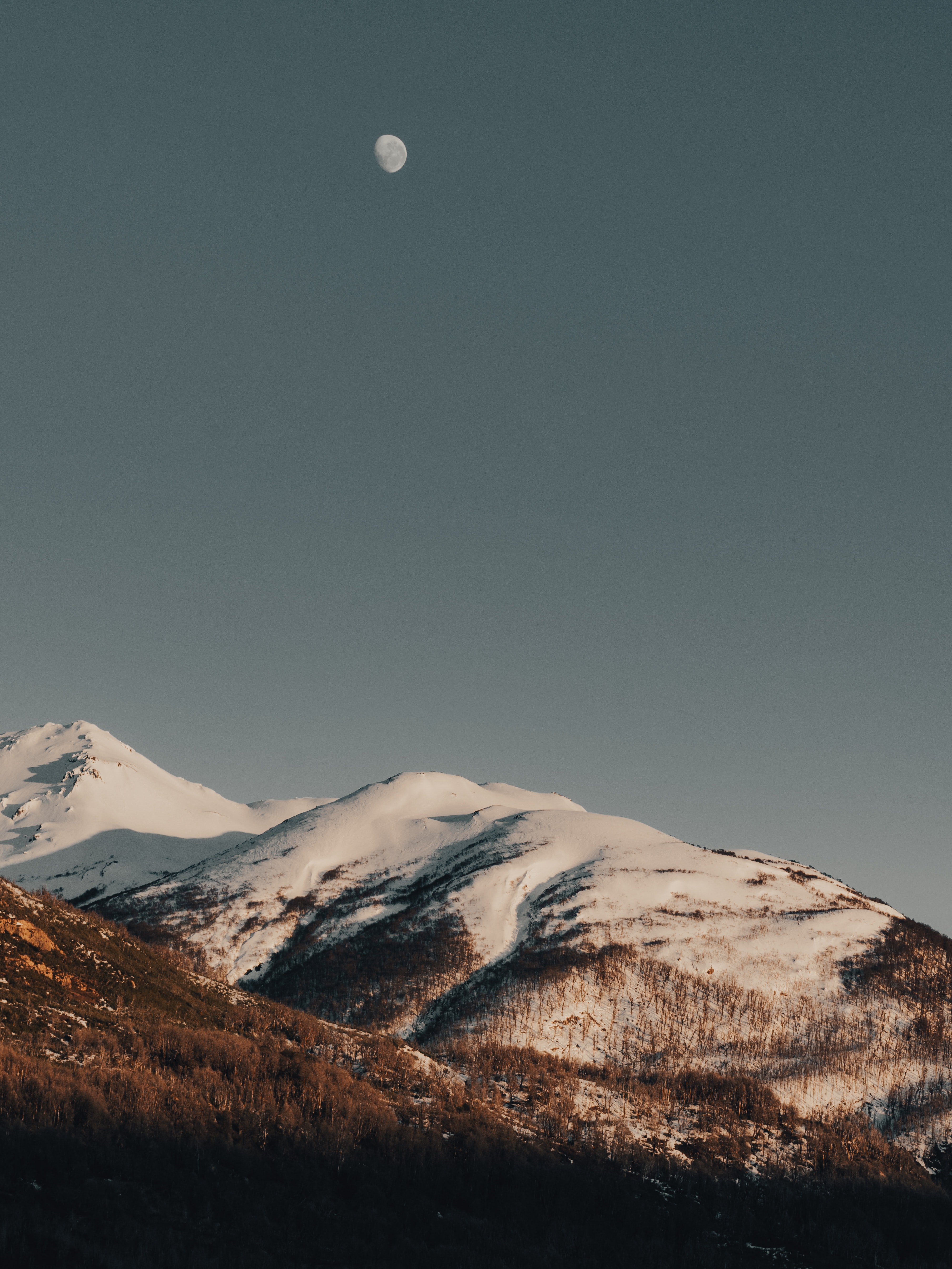 Moon Over Snowy Mountains Wallpapers