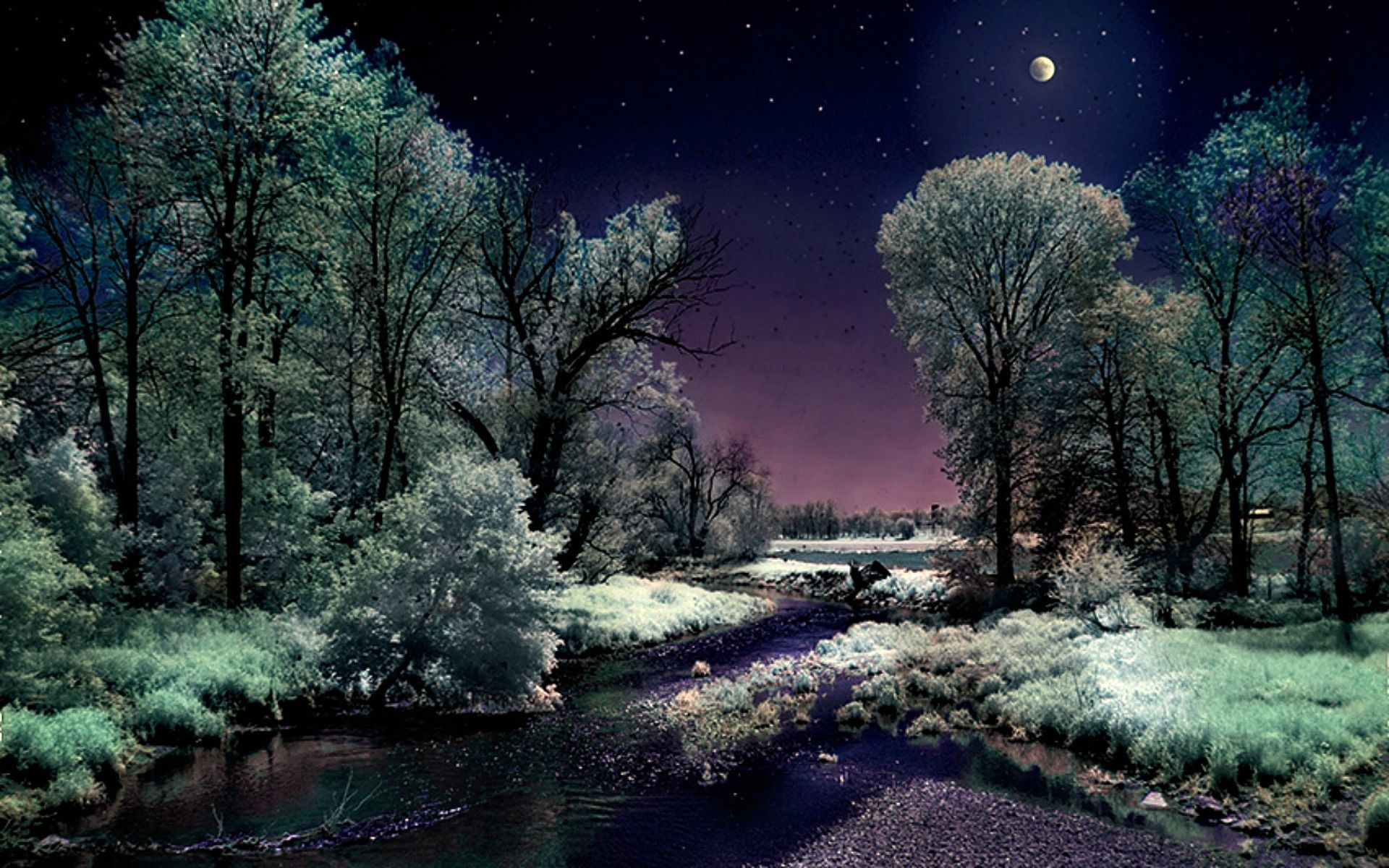 Moonlight Landscape Wallpapers