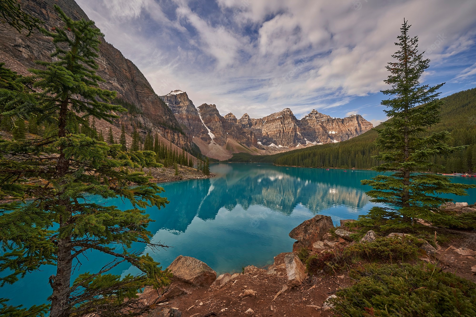 Moraine Lake Canadian Rockies Drone View Wallpapers