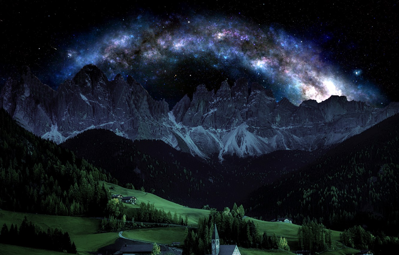 Mountain Alps During Night Photography Wallpapers