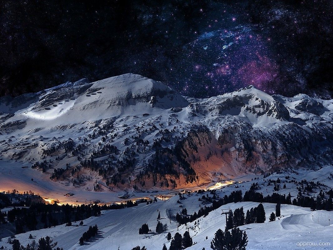 Mountain Alps During Night Photography Wallpapers